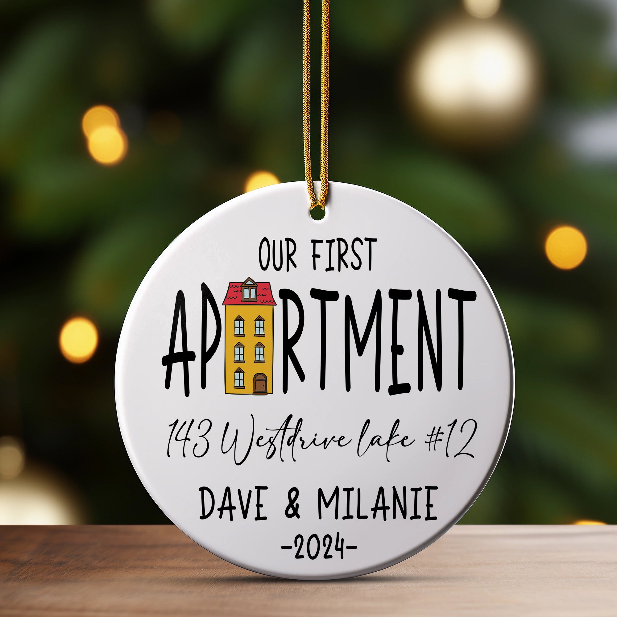Personalized "Our First Apartment" Ceramic Ornament - Customizable Keepsake for New Homeowners, Handmade 2024 Memento - Image 3