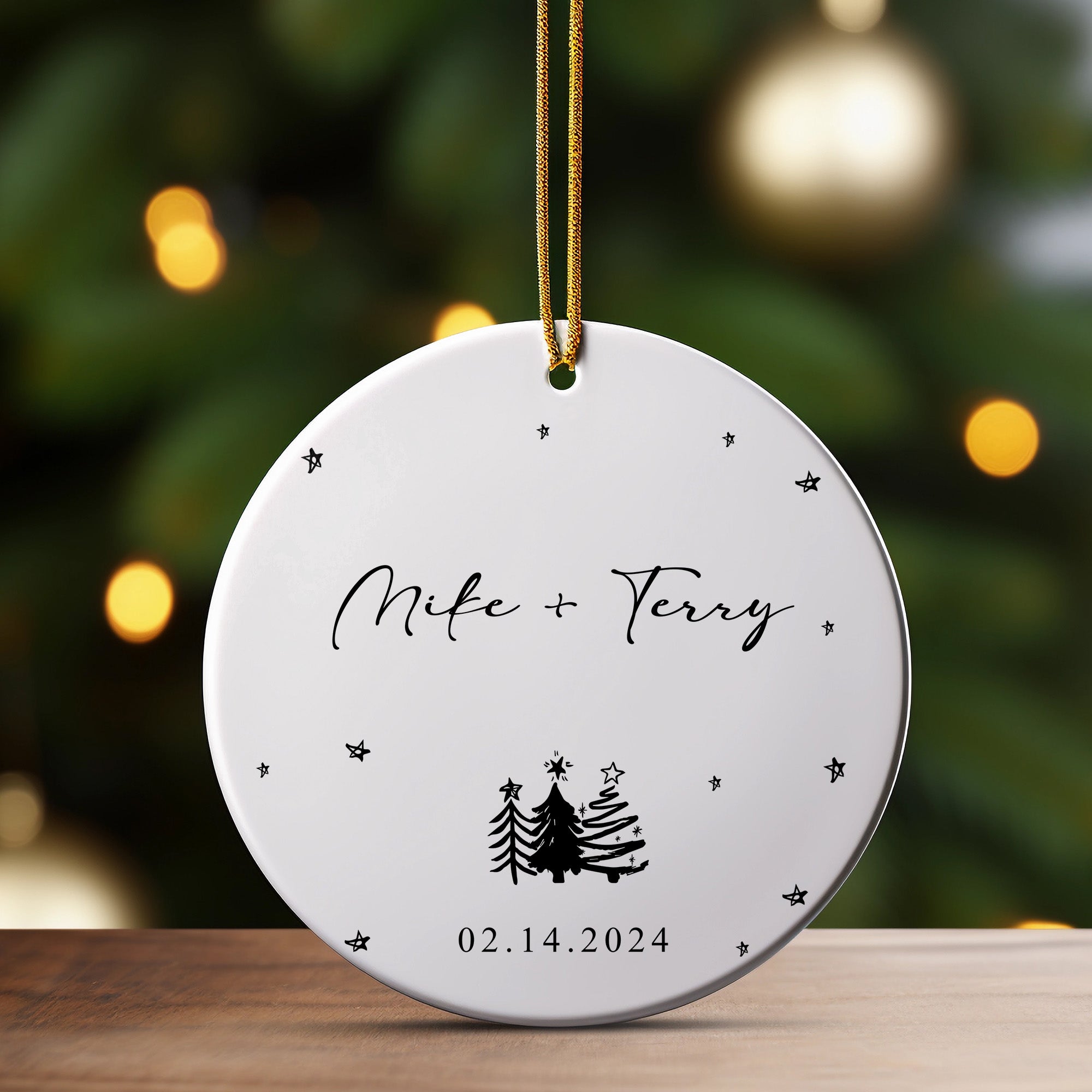 Personalized Ceramic Ornament with Custom Names and Date - Perfect for Celebrations, Anniversaries & Holidays - Image 3