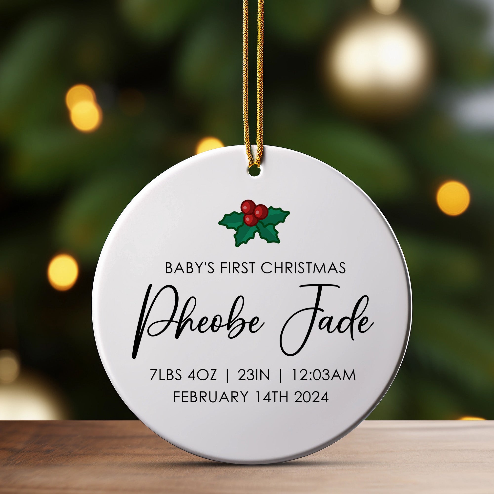 Personalized Baby's First Christmas Ceramic Ornament – Custom Name & Birth Details Keepsake Gift - Image 3