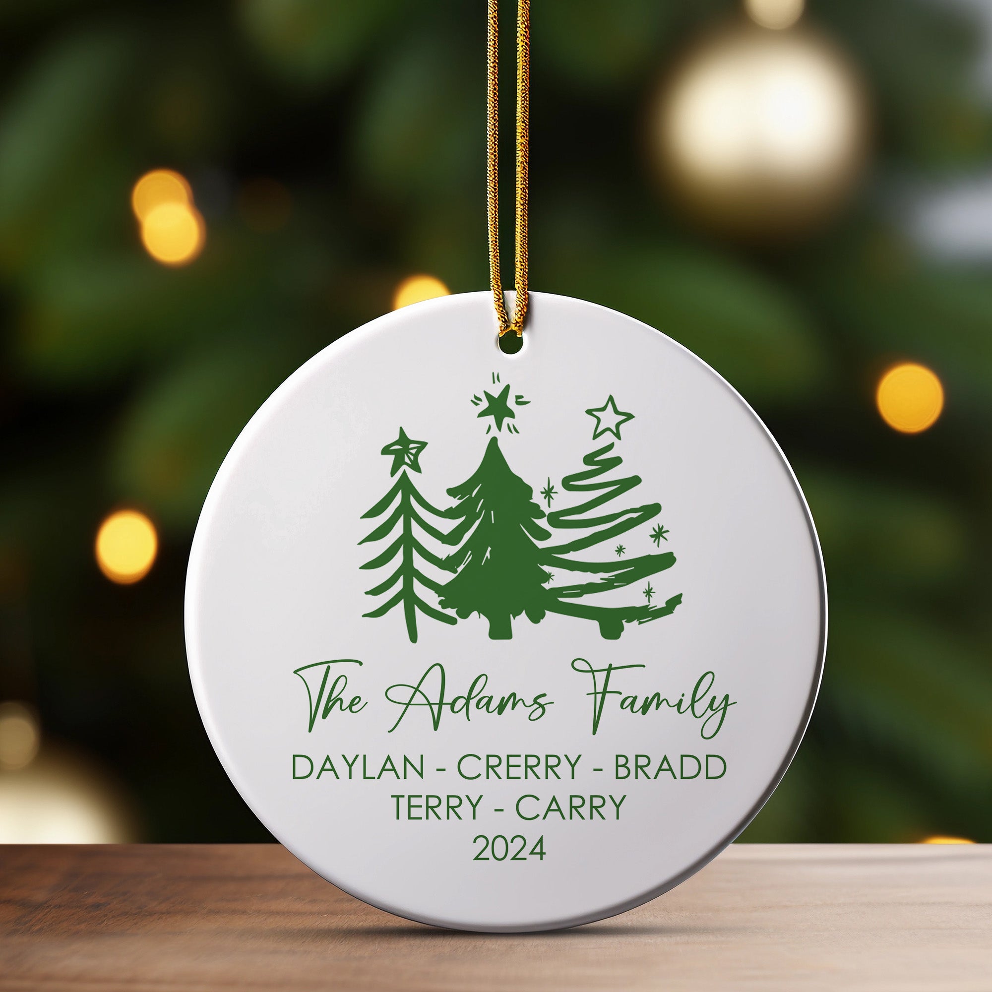 Personalized Ceramic Family Christmas Ornament - Custom Holiday Decoration with Names and Year - Perfect Keepsake Gift - Image 3