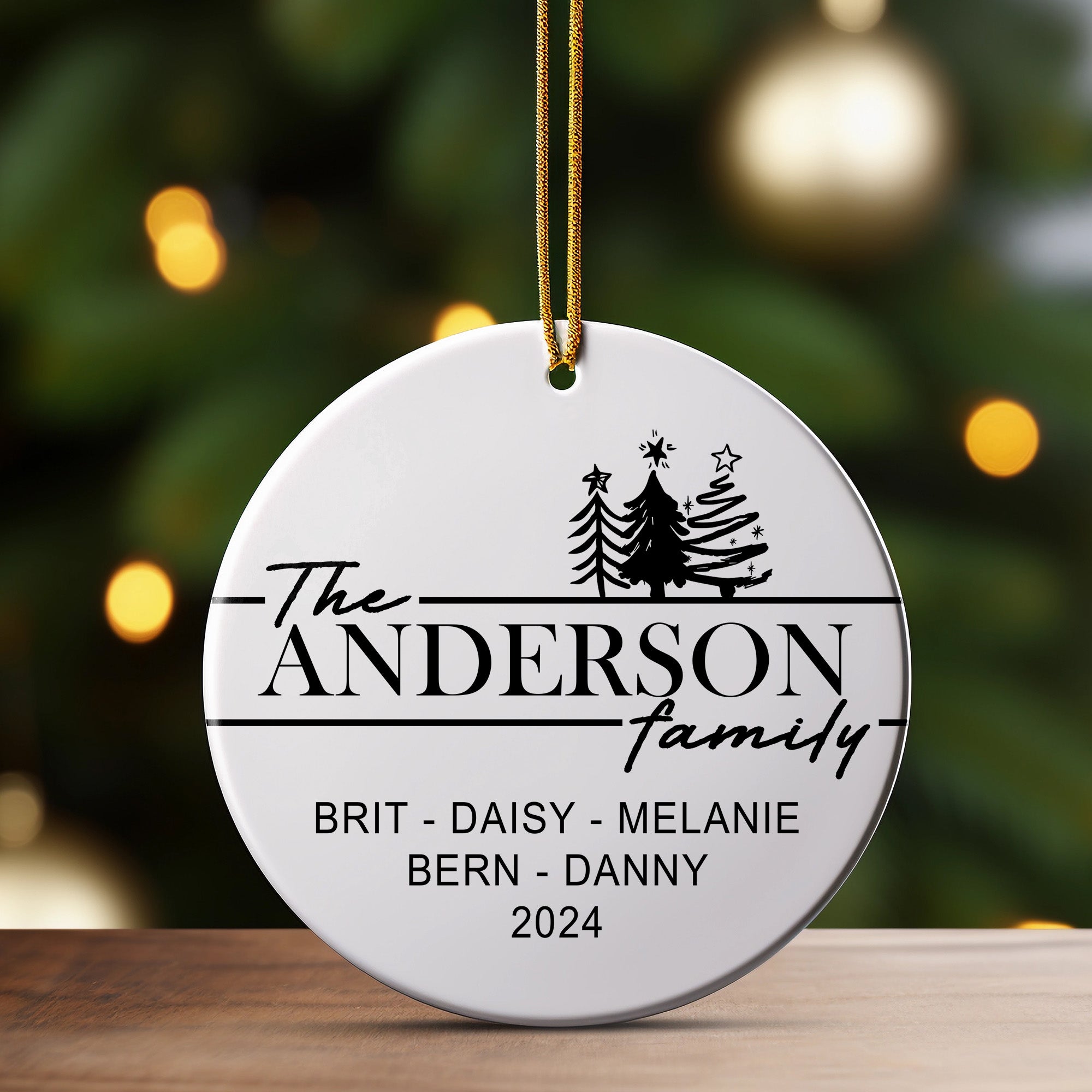 Personalized Family Christmas Ornament - Custom Ceramic Keepsake with 2024 Family Names and Holiday Design for Gift Giving - Image 3