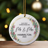 Personalized First Christmas as Mr. & Mrs. Ceramic Ornament - Custom Wedding Keepsake 2024 - Image 3