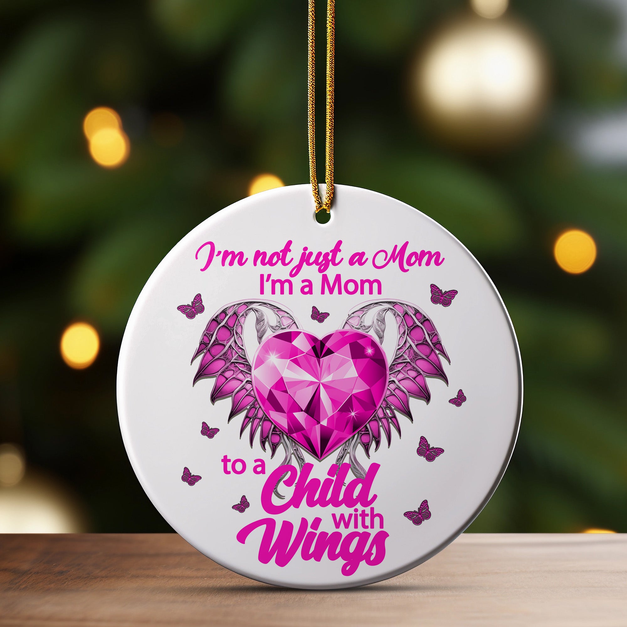 Beautiful Pink Heart Ceramic Ornament - Personalized Gift for Moms of Angel Babies - Handcrafted Keepsake with Winged Design - Image 3