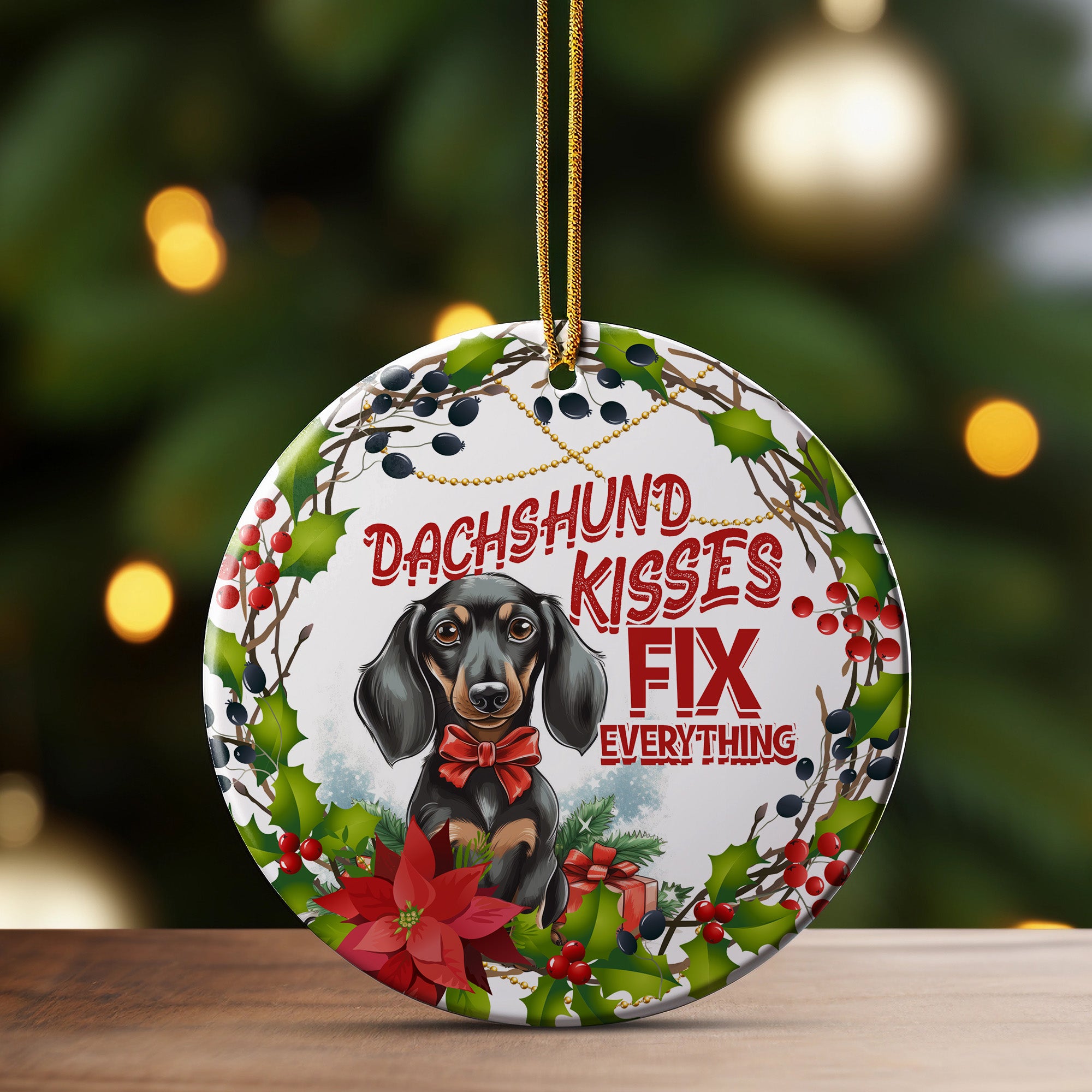 Personalized Dachshund Ceramic Ornament – Handmade Holiday Decoration with Festive Design & Customization Options for Perfect Gift Giving - Image 3