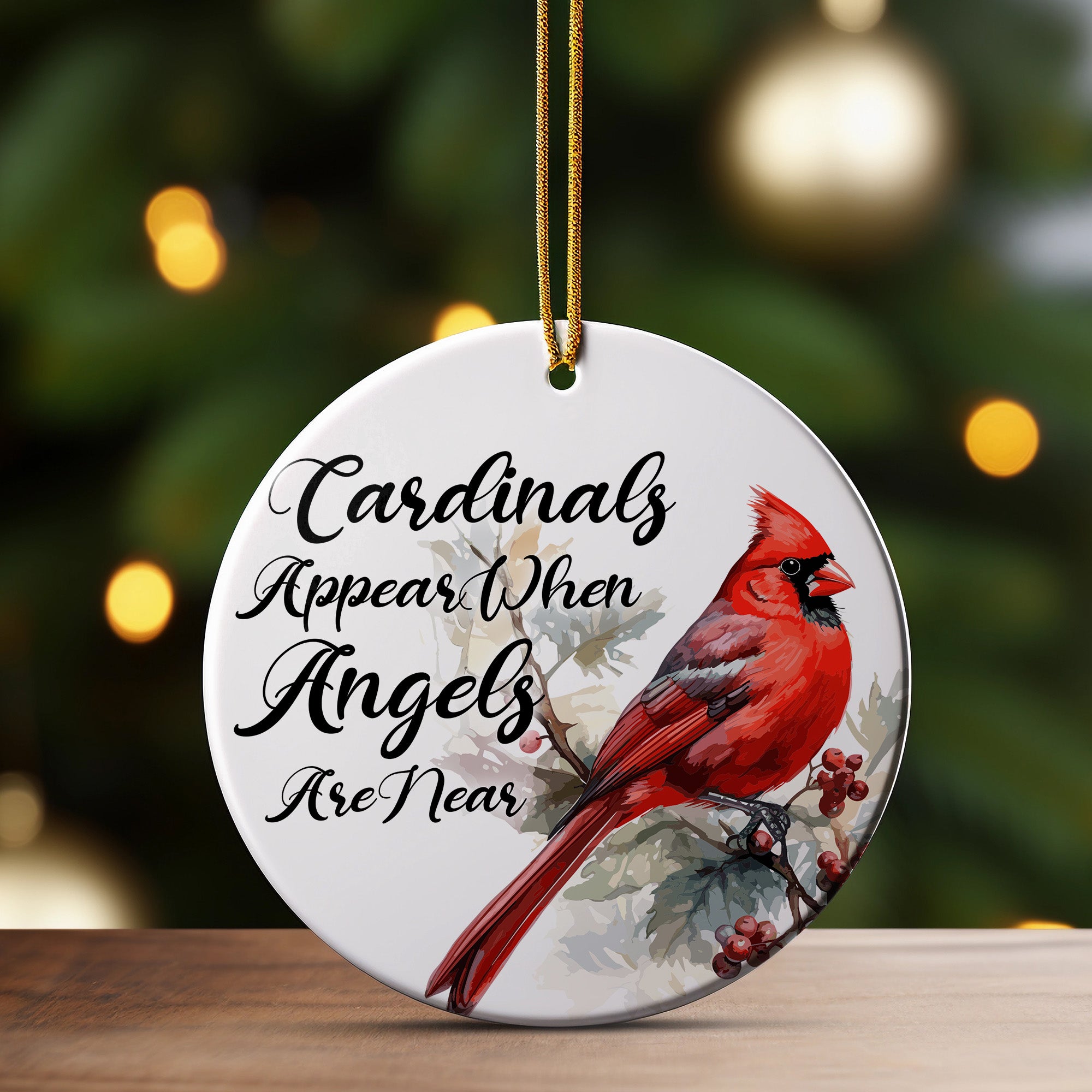 Personalized Cardinal Christmas Ornament - Handmade Ceramic Keepsake with Angel Quote for Heartfelt Gift-Giving - Image 3