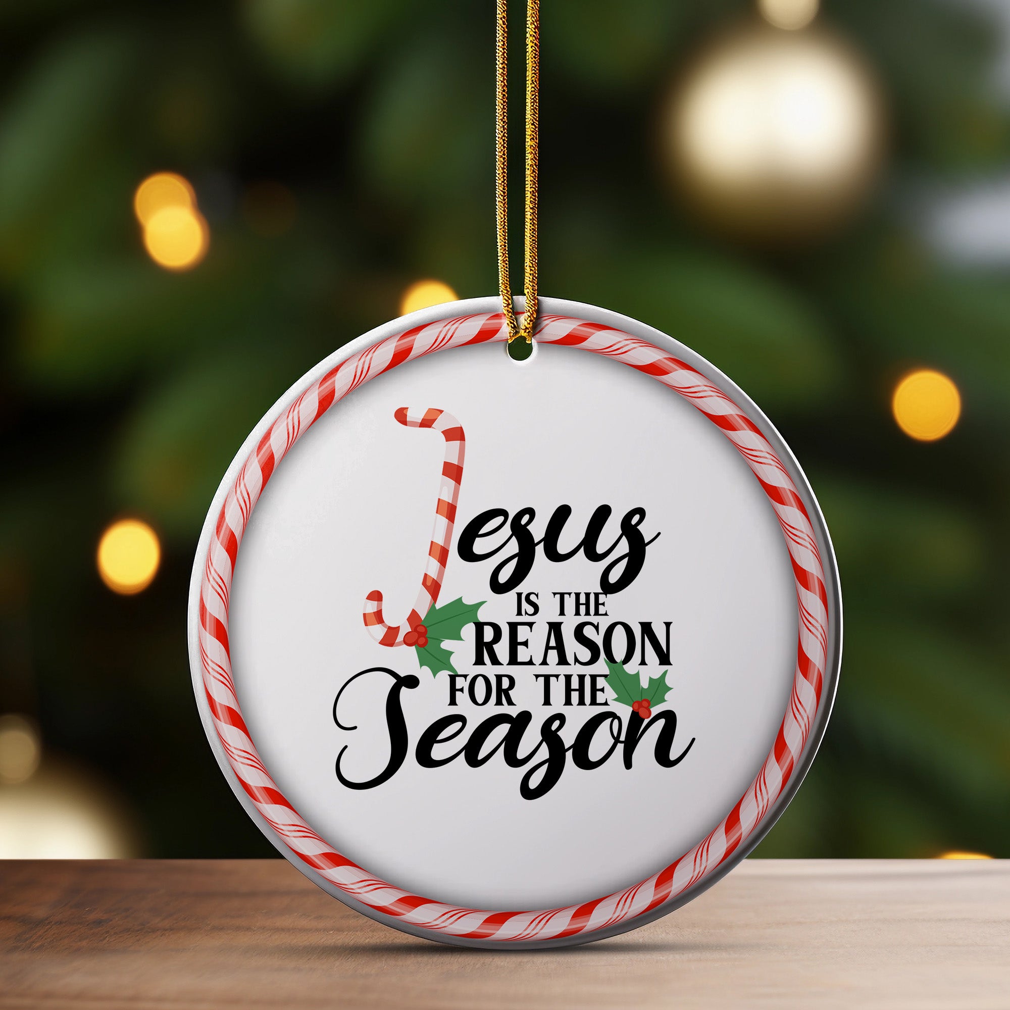 Personalized Christmas Ornament - "Jesus is the Reason" Candy Cane Design - Perfect for Holiday Gifting - Image 3