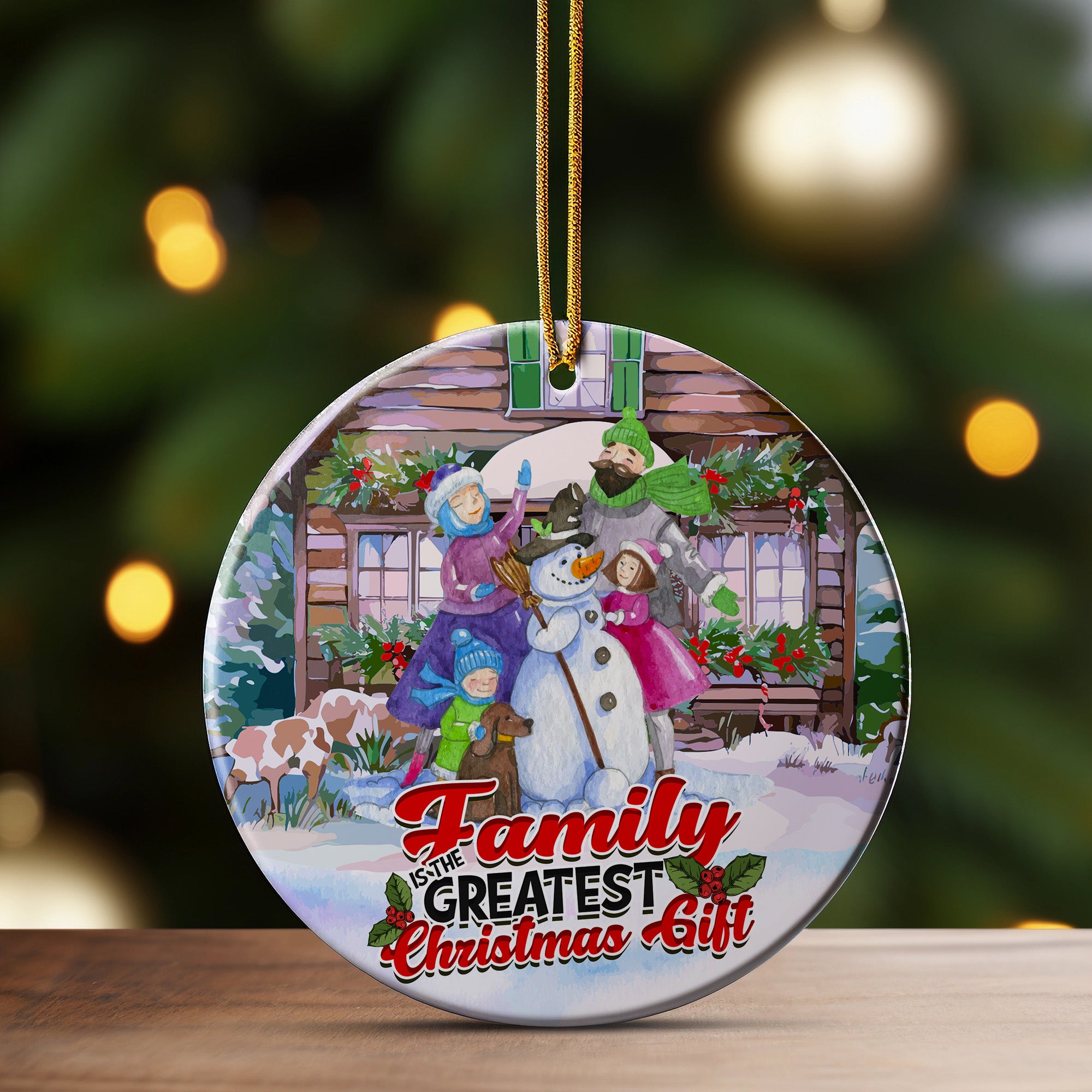 Personalized Family Christmas Ornament - Handcrafted Ceramic Keepsake with Heartwarming Snowman Design - Image 3