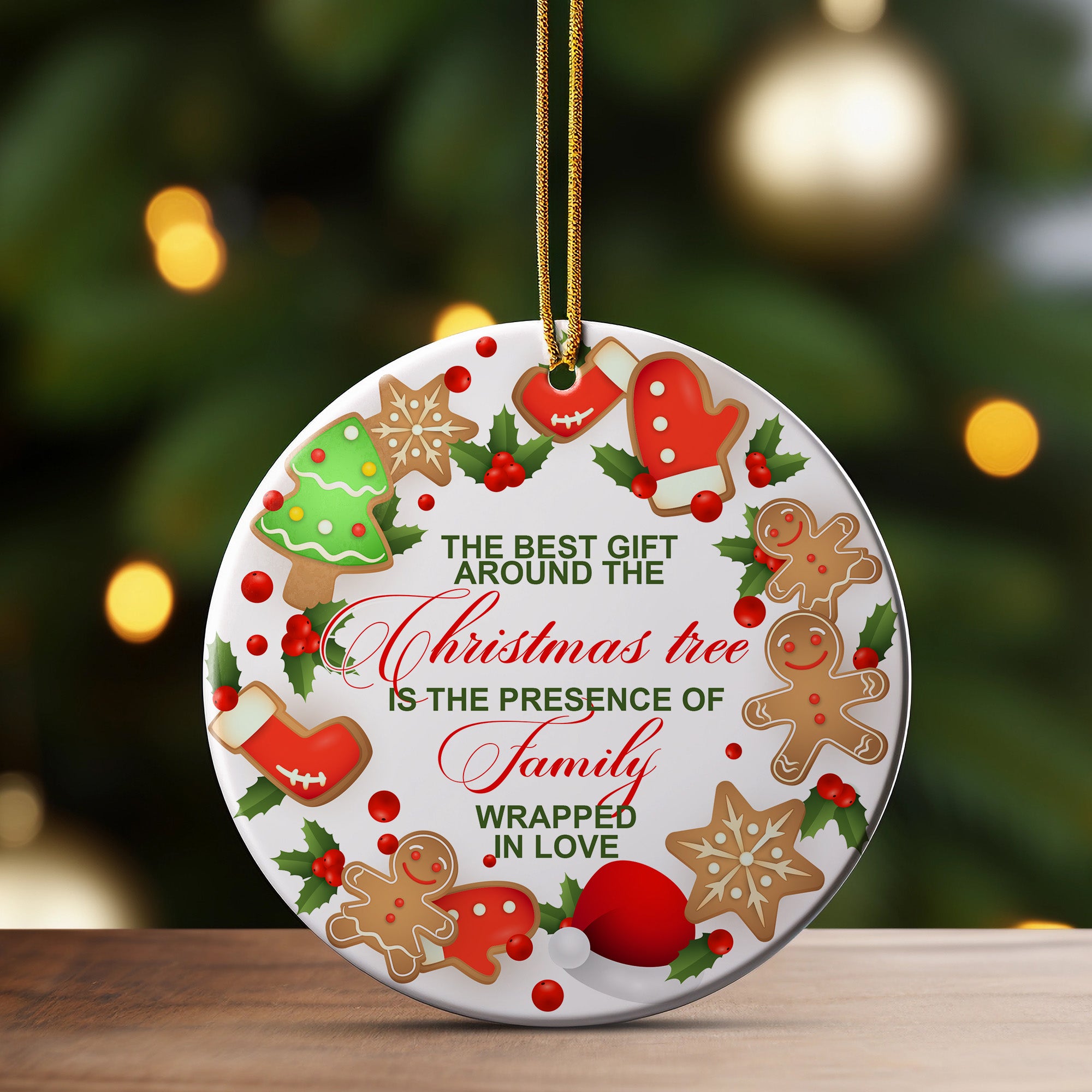 Personalized Christmas Ceramic Ornament with Festive Gingerbread Design – Perfect Customizable Gift for Family Celebrations - Image 3