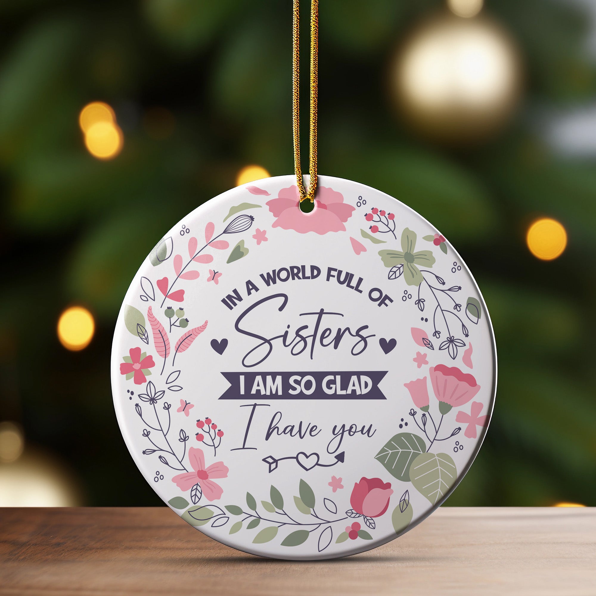 Beautifully Crafted Floral Ceramic Sister Ornament with Personalization for Heartfelt Gifting - Image 3