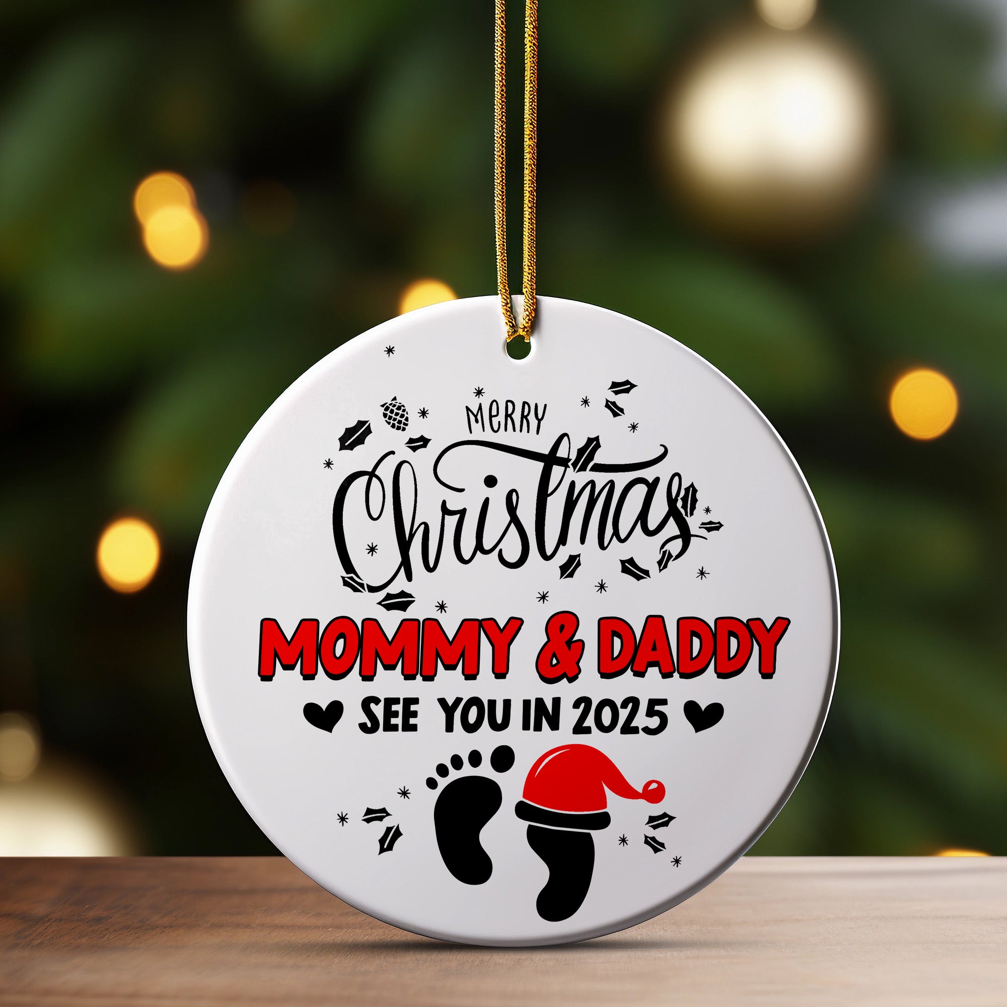 Personalized Merry Christmas Ornament for Parents-to-Be - Customized Baby Announcement Gift - Image 3