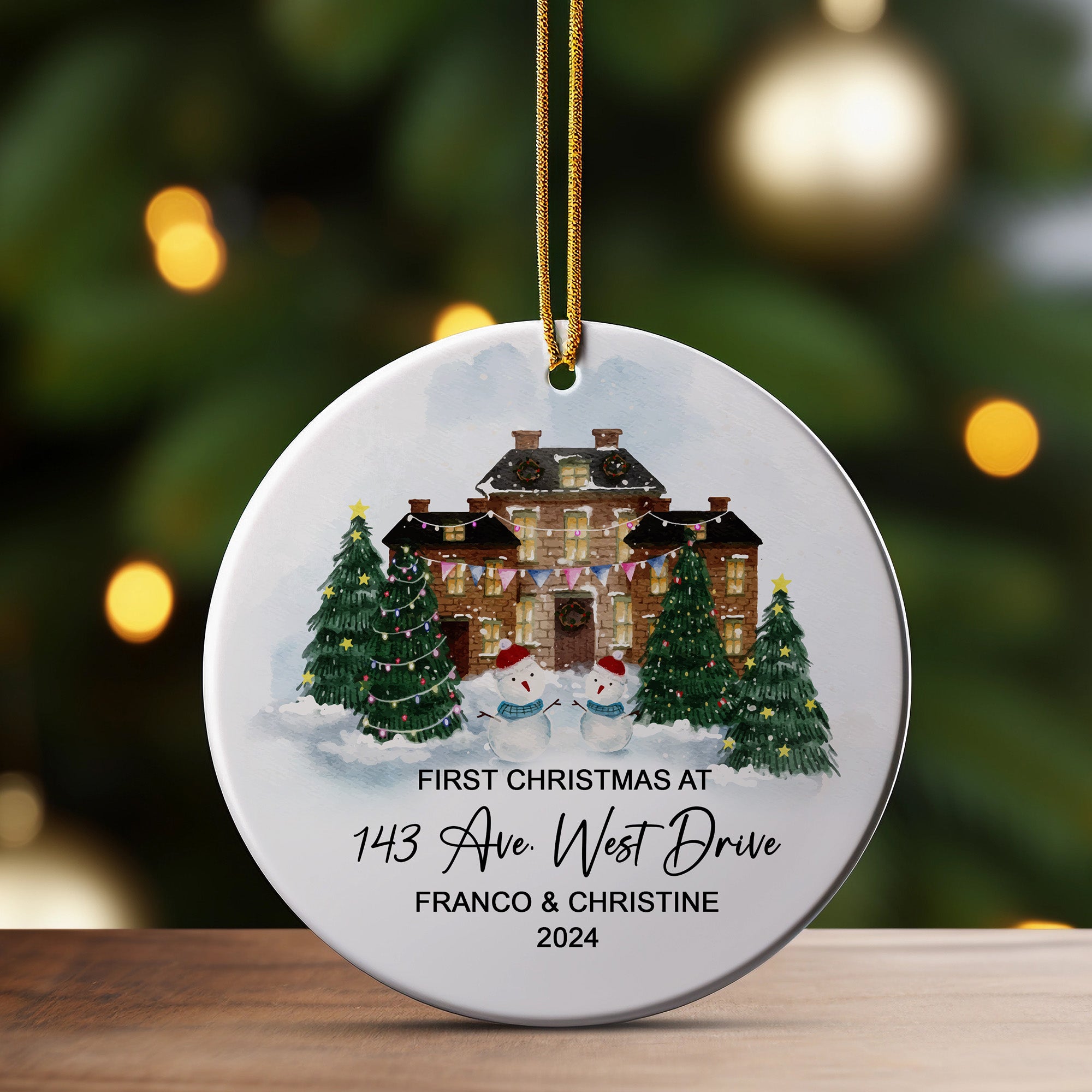 Personalized First Christmas Ceramic Ornament – Custom Address and Names – Perfect Gift for New Homeowners - Image 3