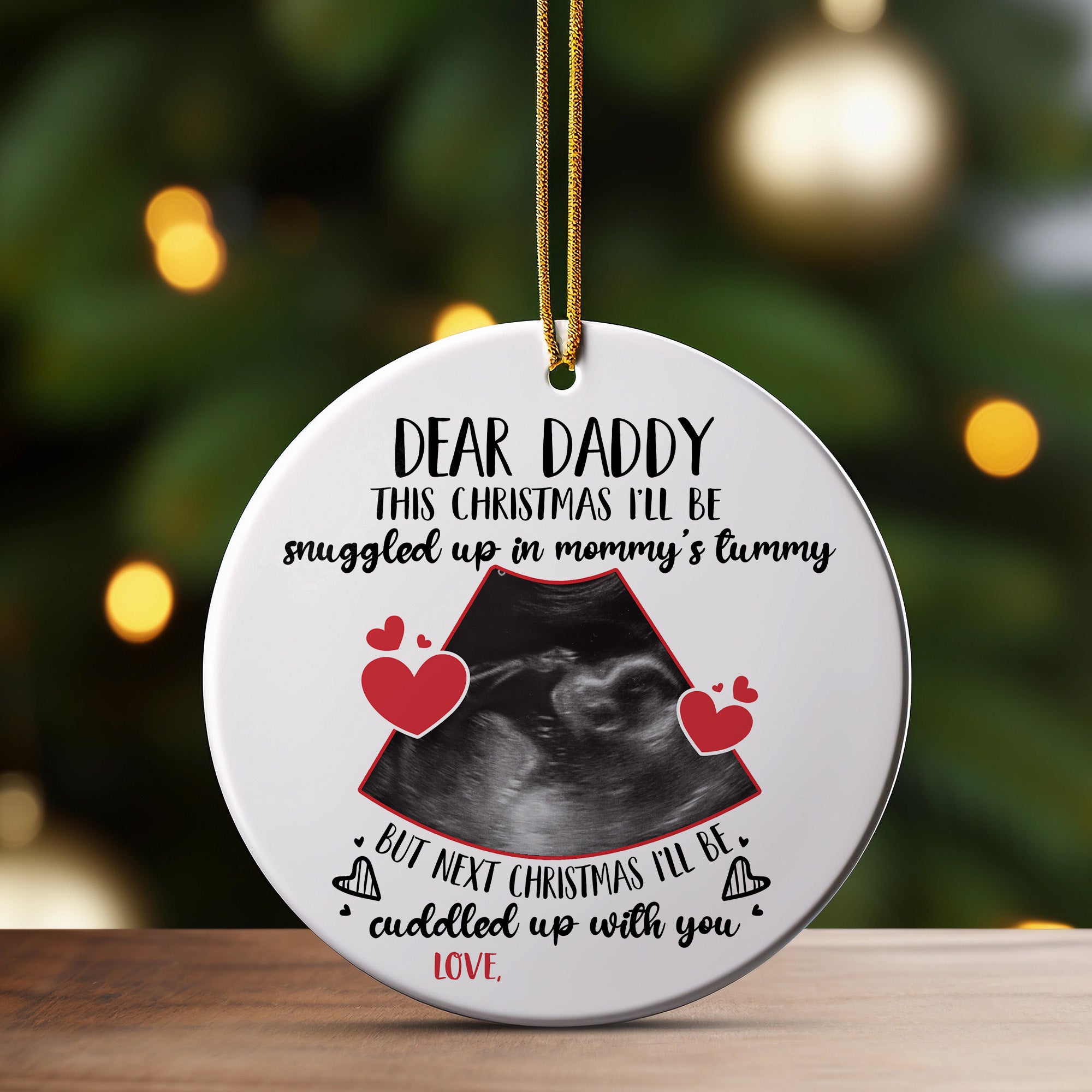 Personalized Dear Daddy Christmas Ornament with Ultrasound Design – Perfect Baby Announcement Gift for Expecting Parents - Image 3