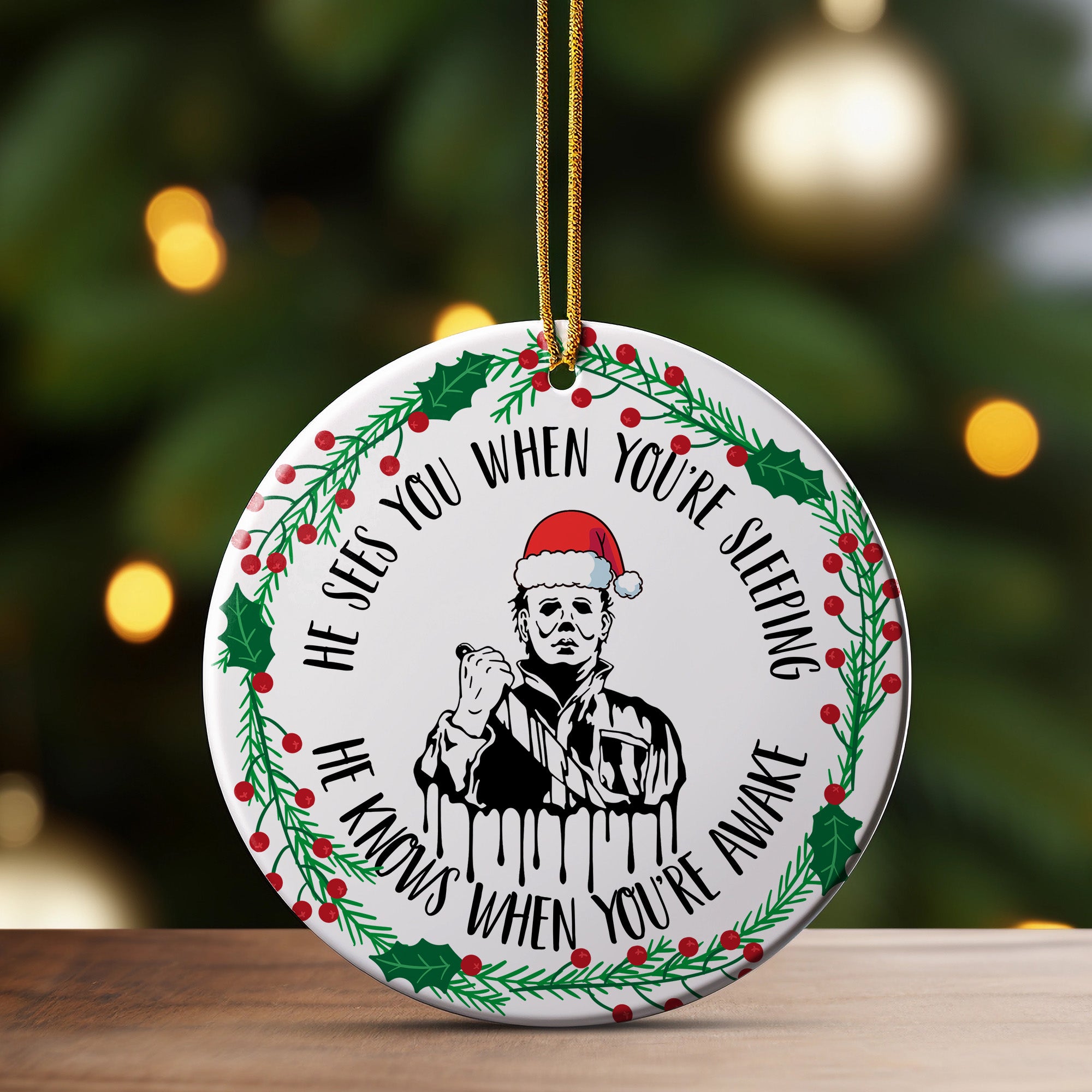 Personalized Handmade Ceramic Horror-Themed Christmas Ornament – Festive Holiday Decoration for Unique Gift-Giving - Image 3