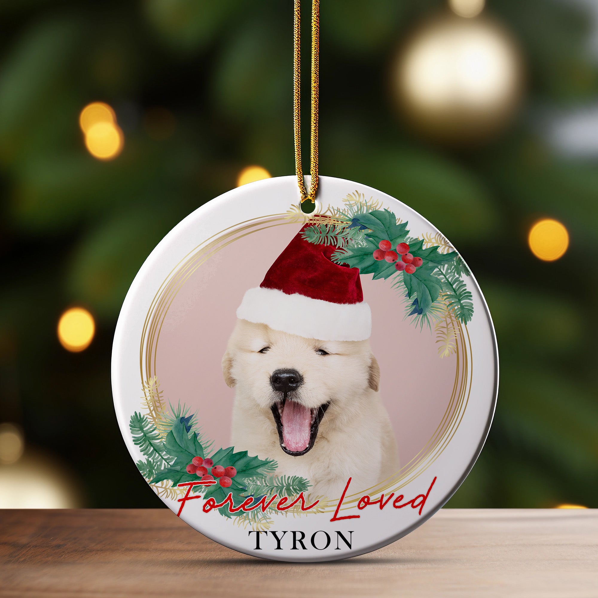 Personalized "Forever Loved" Ceramic Holiday Ornament with Adorable Puppy Design - Perfect Gift for Dog Lovers - Image 3