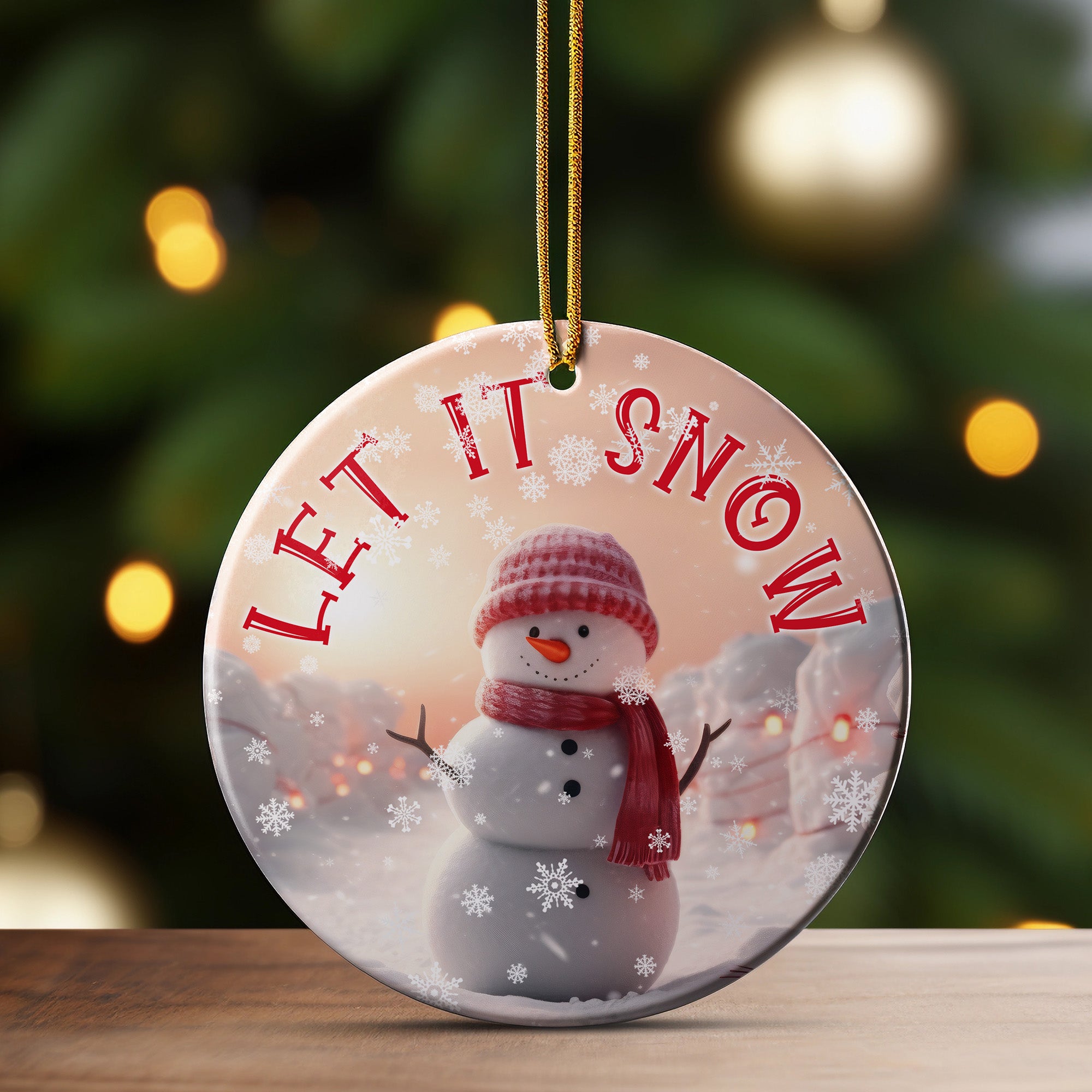 Personalized "Let It Snow" Ceramic Ornament - Handcrafted Holiday Snowman Keepsake with Customization Options - Image 3