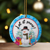 Personalized Ceramic Snowman Ornament with "Let it Snow" Design – Perfect Holiday Gift for Family & Friends - Image 3