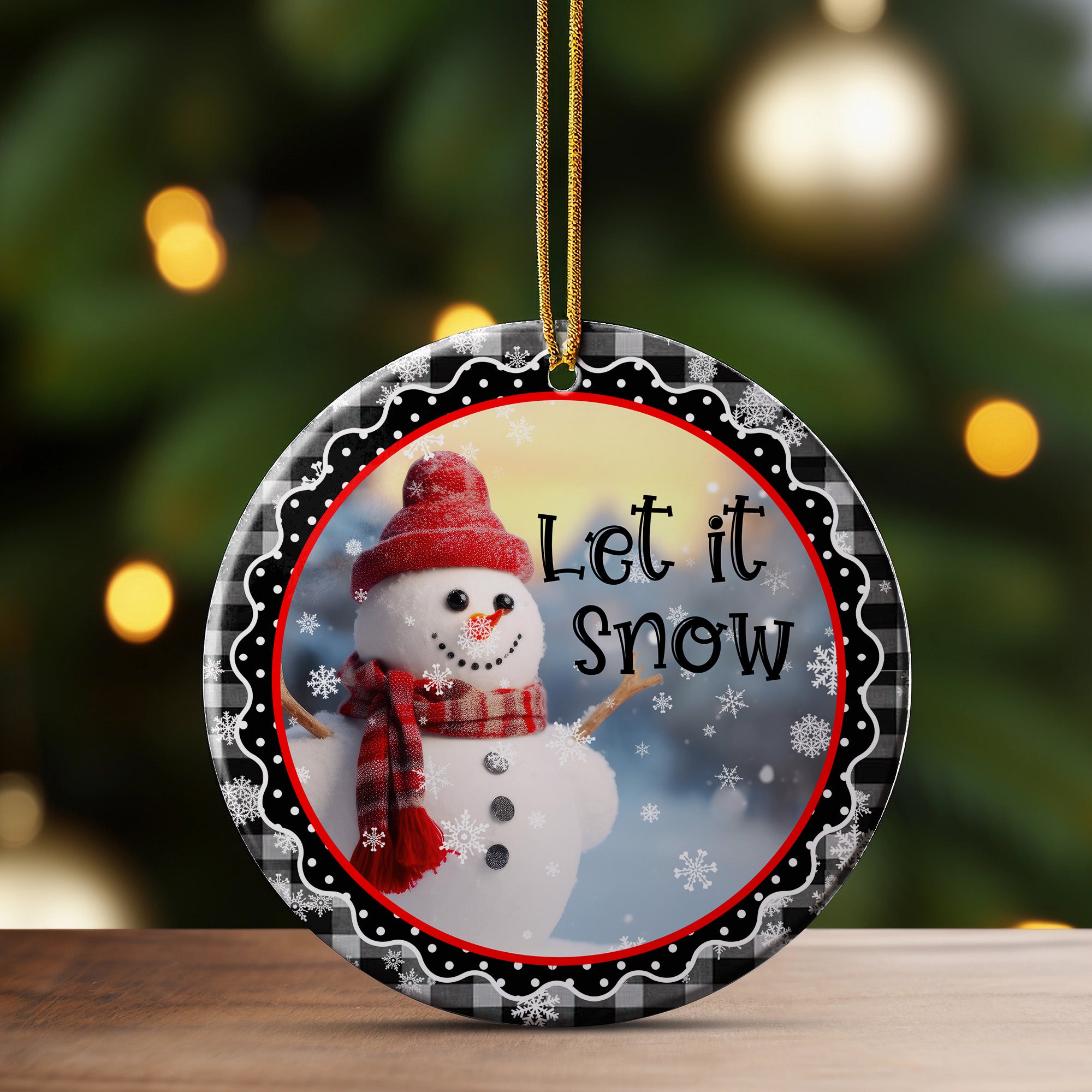 Personalized Snowman Ceramic Ornament with Festive Plaid Design - Perfect Holiday Gift for Family and Friends - Image 3
