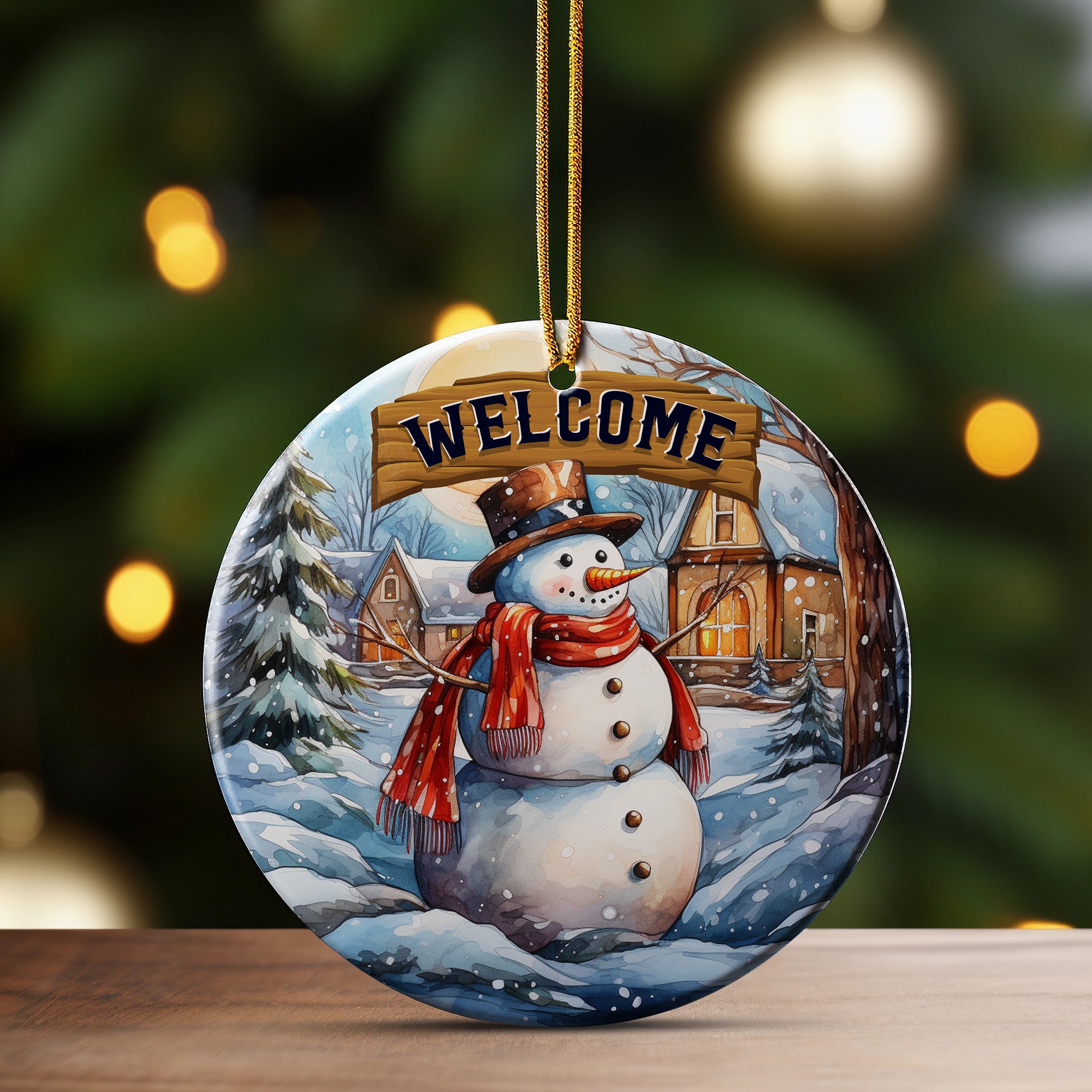 Personalized Welcome Snowman Ceramic Ornament – Custom Holiday Decor for Home or Gift - Image 3