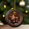 Personalized Santa's Christmas Library Ceramic Ornament - Handcrafted Holiday Charm - Image 3