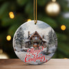 Personalized Merry Christmas Ceramic Ornament – Rustic Cabin Design with Snowy Forest for Perfect Holiday Decor and Heartfelt Gifts - Image 3