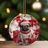 Personalized Pug in Santa Hat Holiday Ceramic Ornament - Handcrafted Christmas Decor with Custom Gift Message Option - Image 3