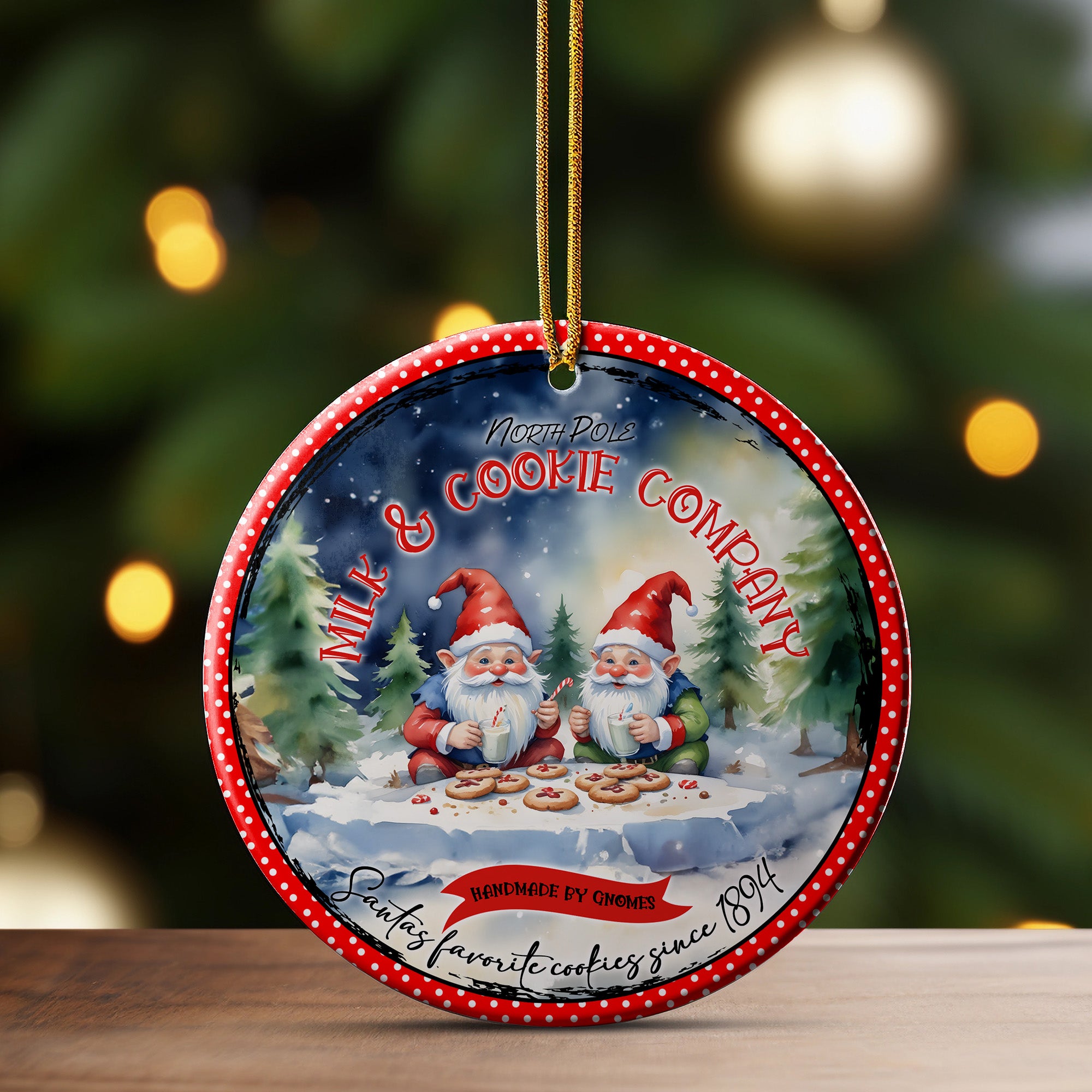 Enchanting Personalized Ceramic Ornament – Handmade Gnome Cookies Design for Christmas Delight - Image 3