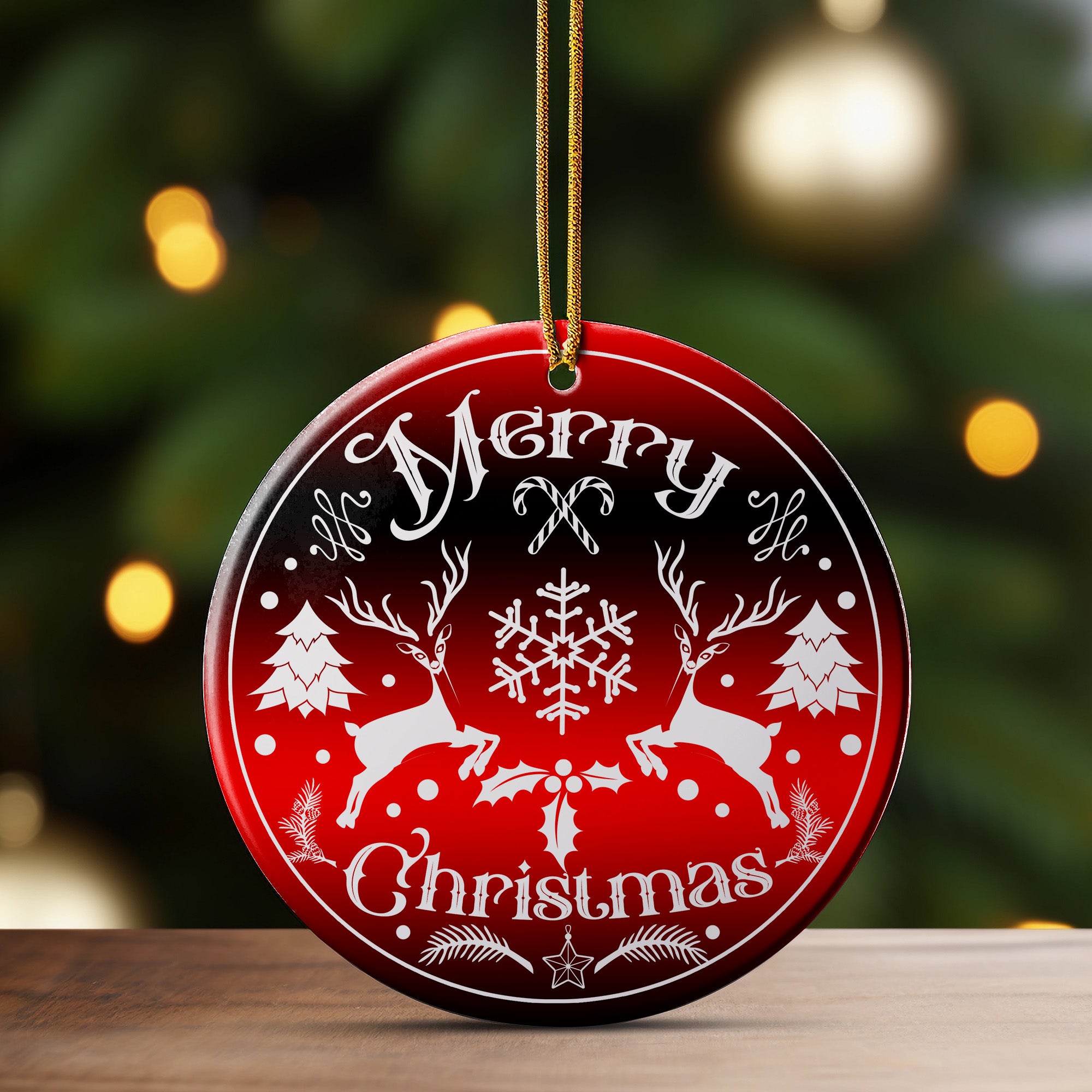 Personalized Merry Christmas Ceramic Ornament – Handcrafted Holiday Décor with Elegant Red & White Design - Image 3