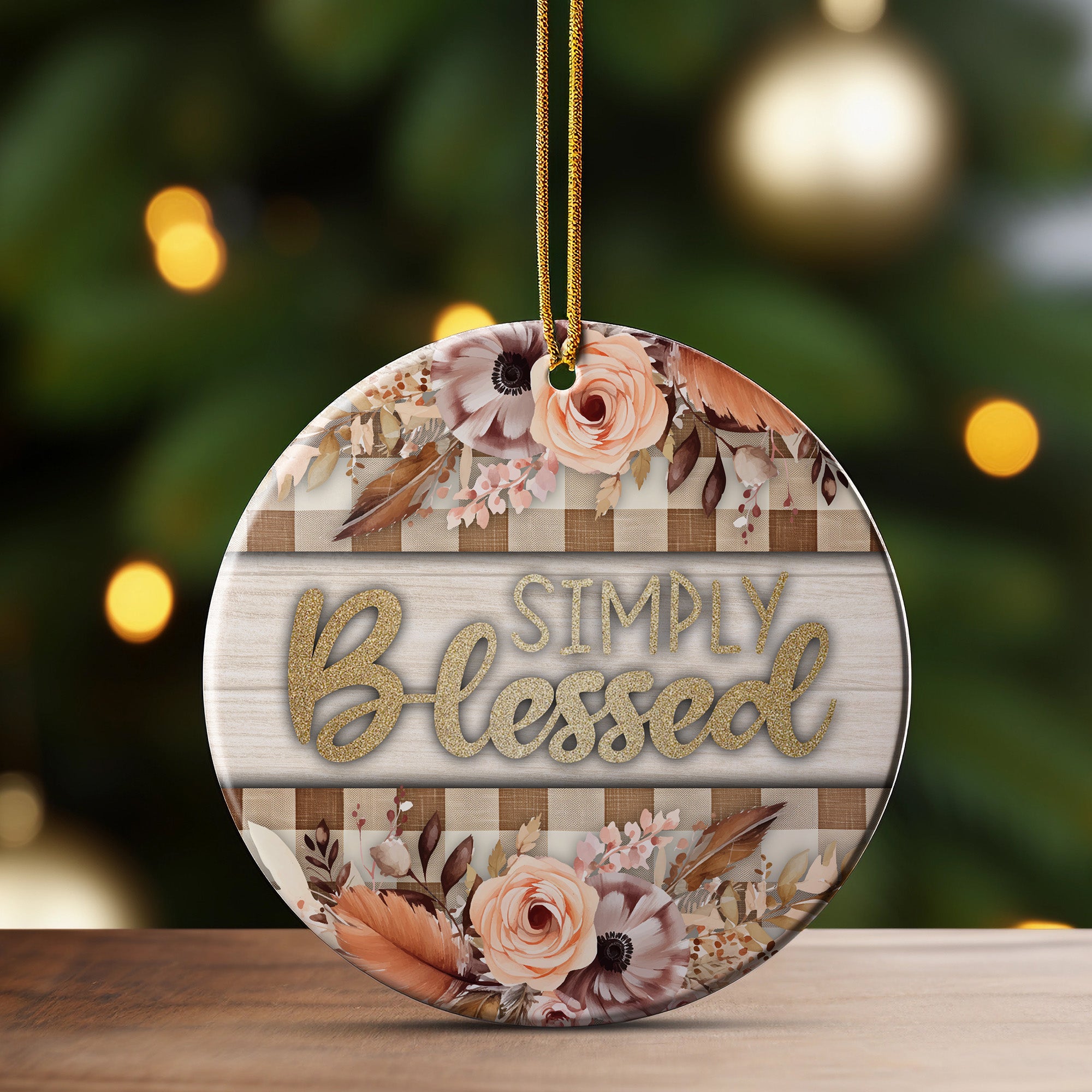 Personalized "Simply Blessed" Ceramic Ornament – Elegant Floral Gift for Loved Ones - Image 3