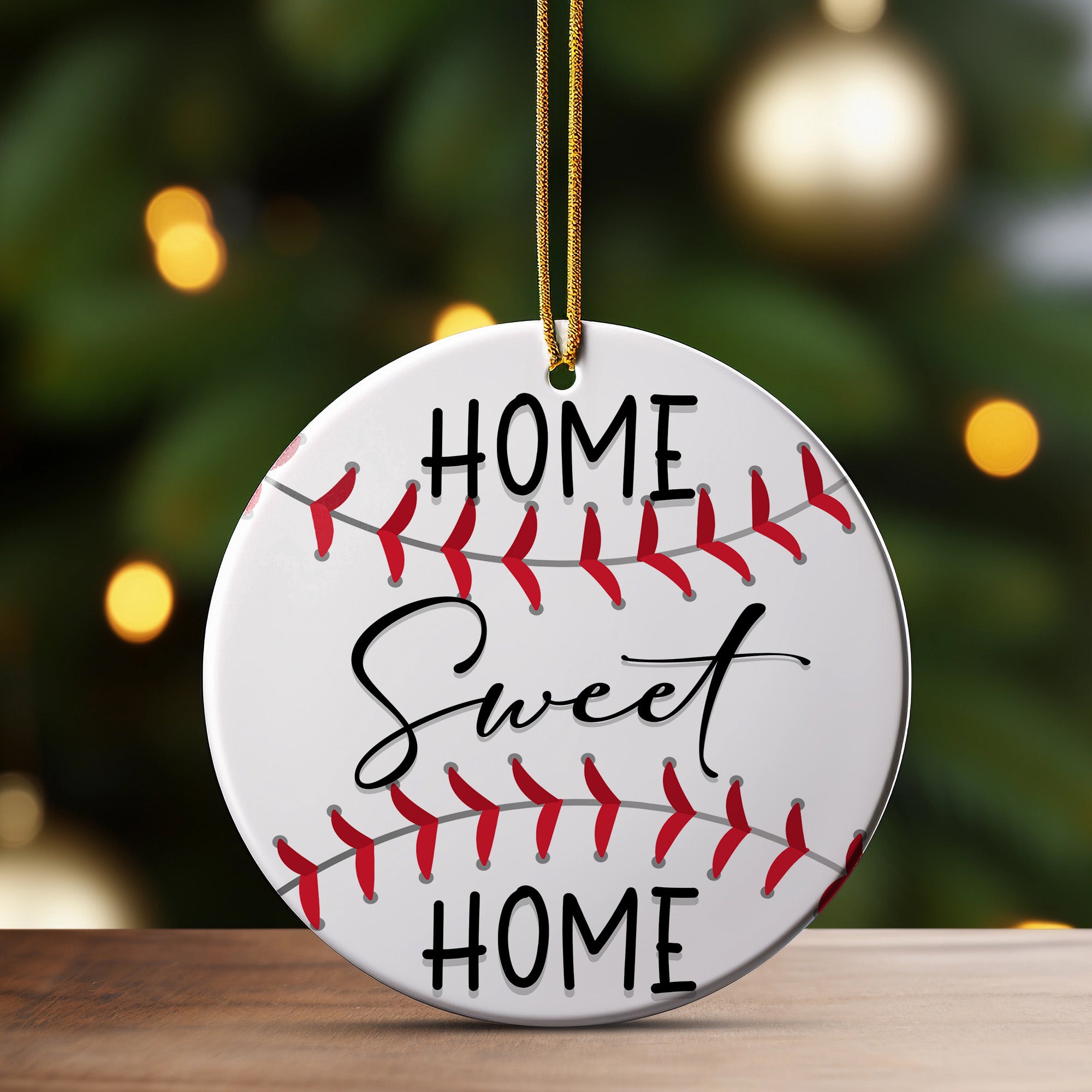 Personalized "Home Sweet Home" Ceramic Baseball Ornament – Ideal Custom Gift for Sports Lovers and Cozy Home Decor - Image 3