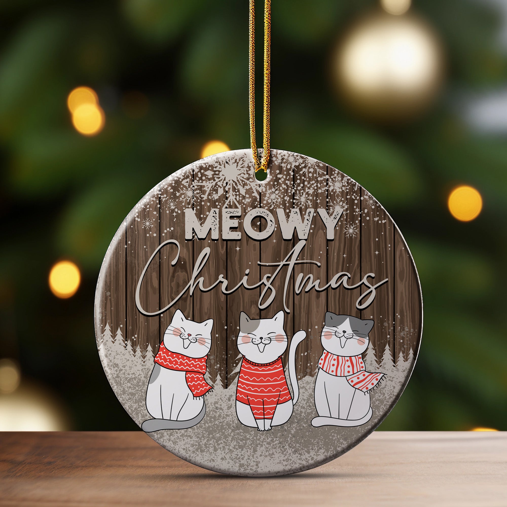 Personalized "Meowy Christmas" Ceramic Ornament – Cozy Cat Design, Handmade Holiday Gift - Image 3