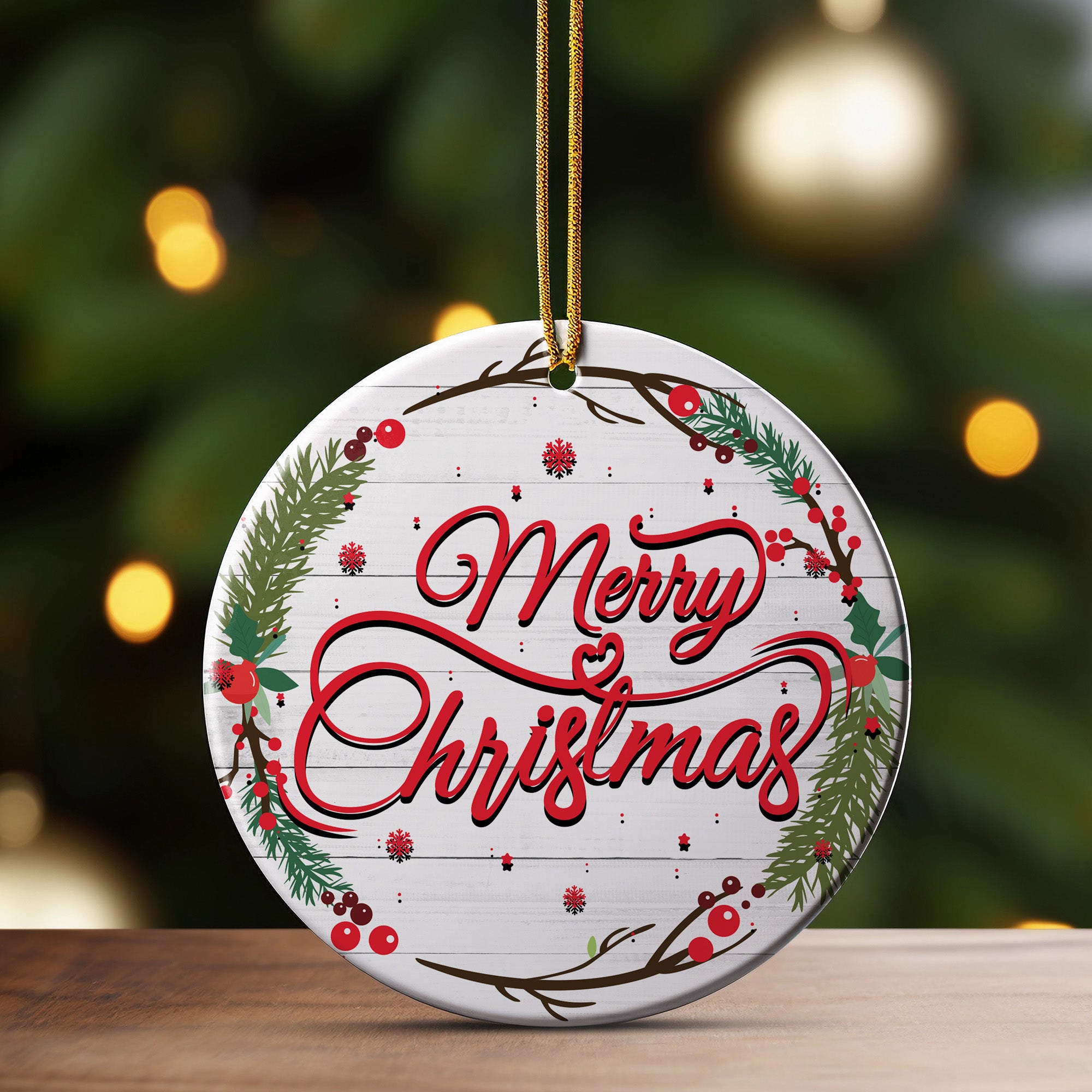 Personalized Merry Christmas Ceramic Ornament - Handcrafted Holiday Keepsake with Festive Design for Gift-Giving - Image 3