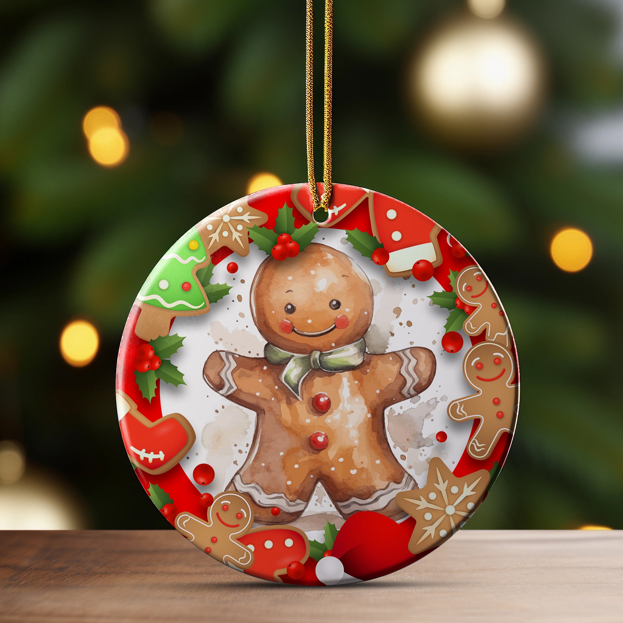 Personalized Gingerbread Man Ceramic Ornament - Handcrafted Christmas Keepsake with Festive Design - Image 3