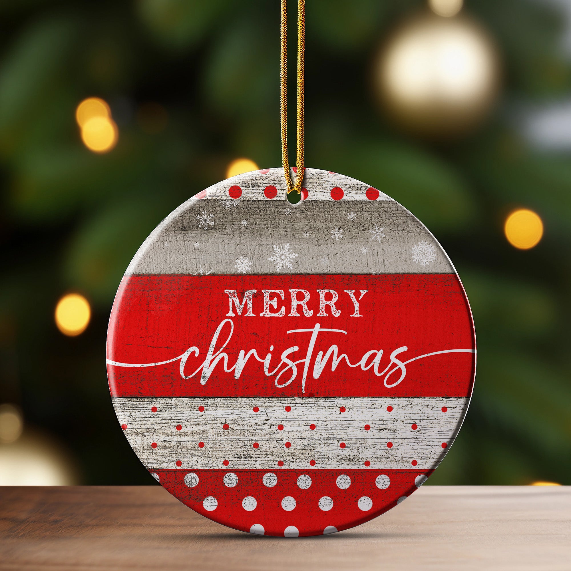 Handcrafted Ceramic Merry Christmas Ornament - Rustic Red & White Personalized Gift for Holiday Cheer - Image 3