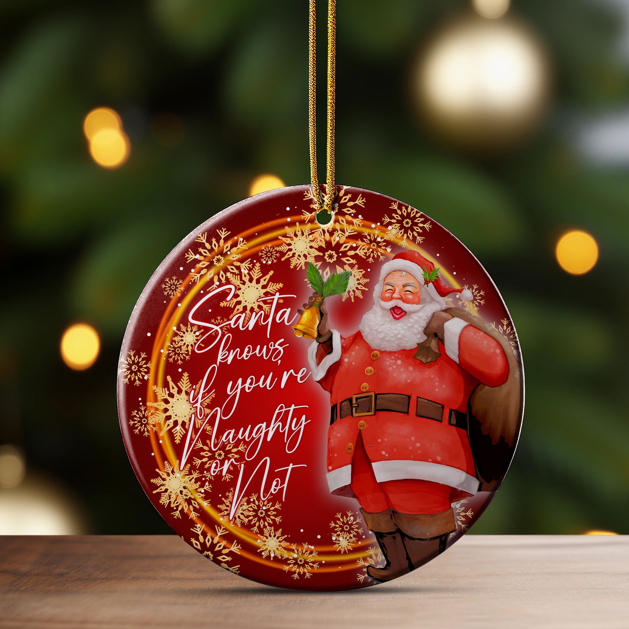 Personalized Christmas Ceramic Ornament - "Santa Knows" Design for a Festive Holiday Touch - Perfect Custom Gift - Image 3