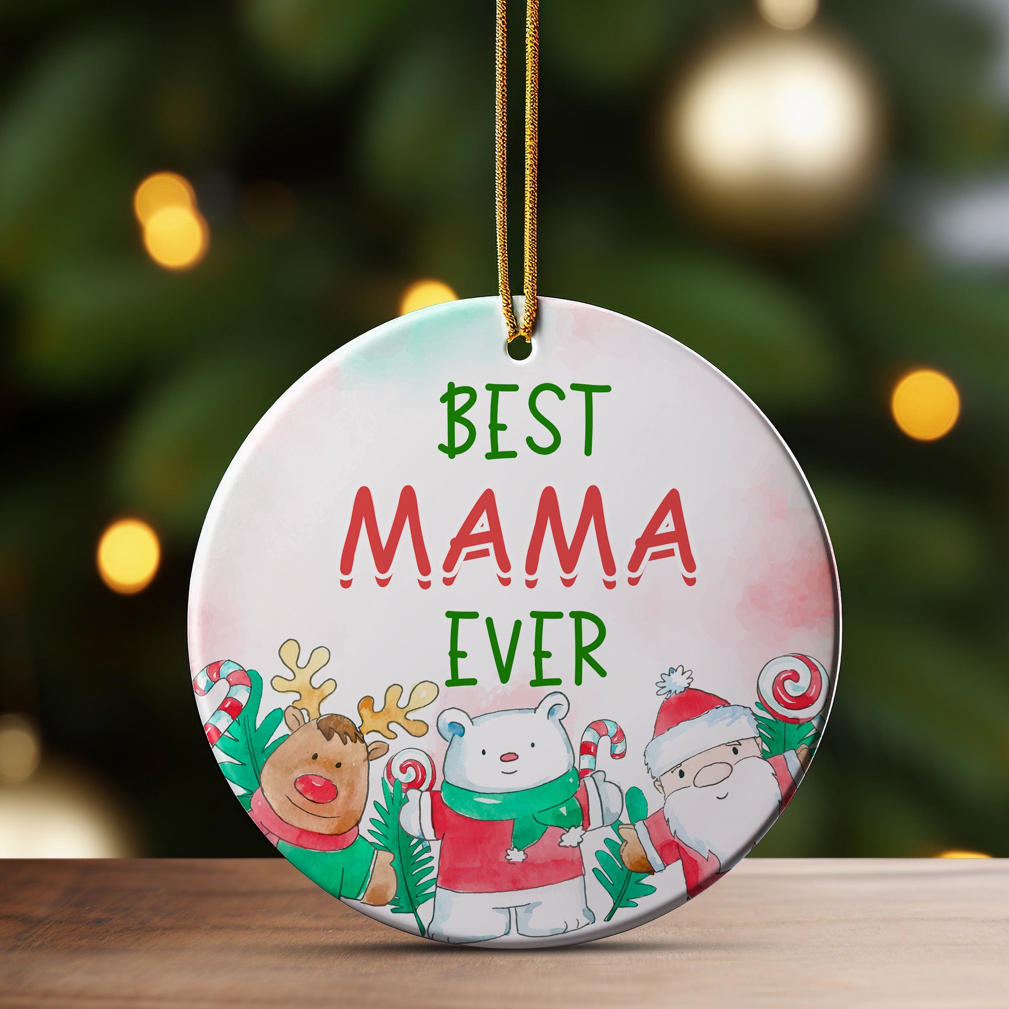 Customizable "Best Mama Ever" Ceramic Ornament – Handcrafted Holiday Decoration Perfect for Mother's Day, Christmas, and Special Occasions - Image 3