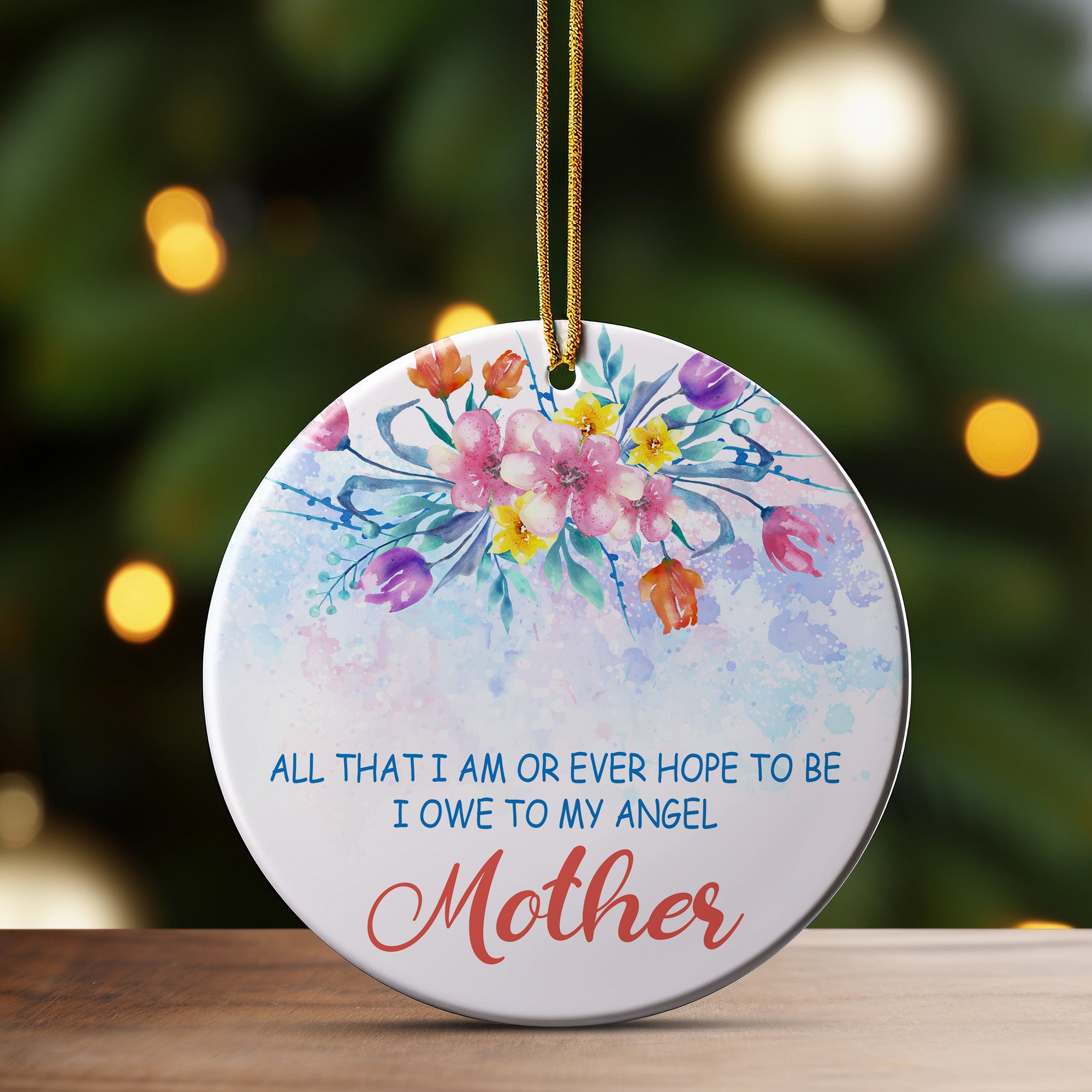 Custom Floral Mother's Day Ceramic Ornament - Personalized Gift for Mom with Inspirational Quote - Image 3