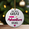 Personalized Pregnancy Announcement Ceramic Ornament – "Our Next Great Adventure Begins" with Customizable Text - Image 3