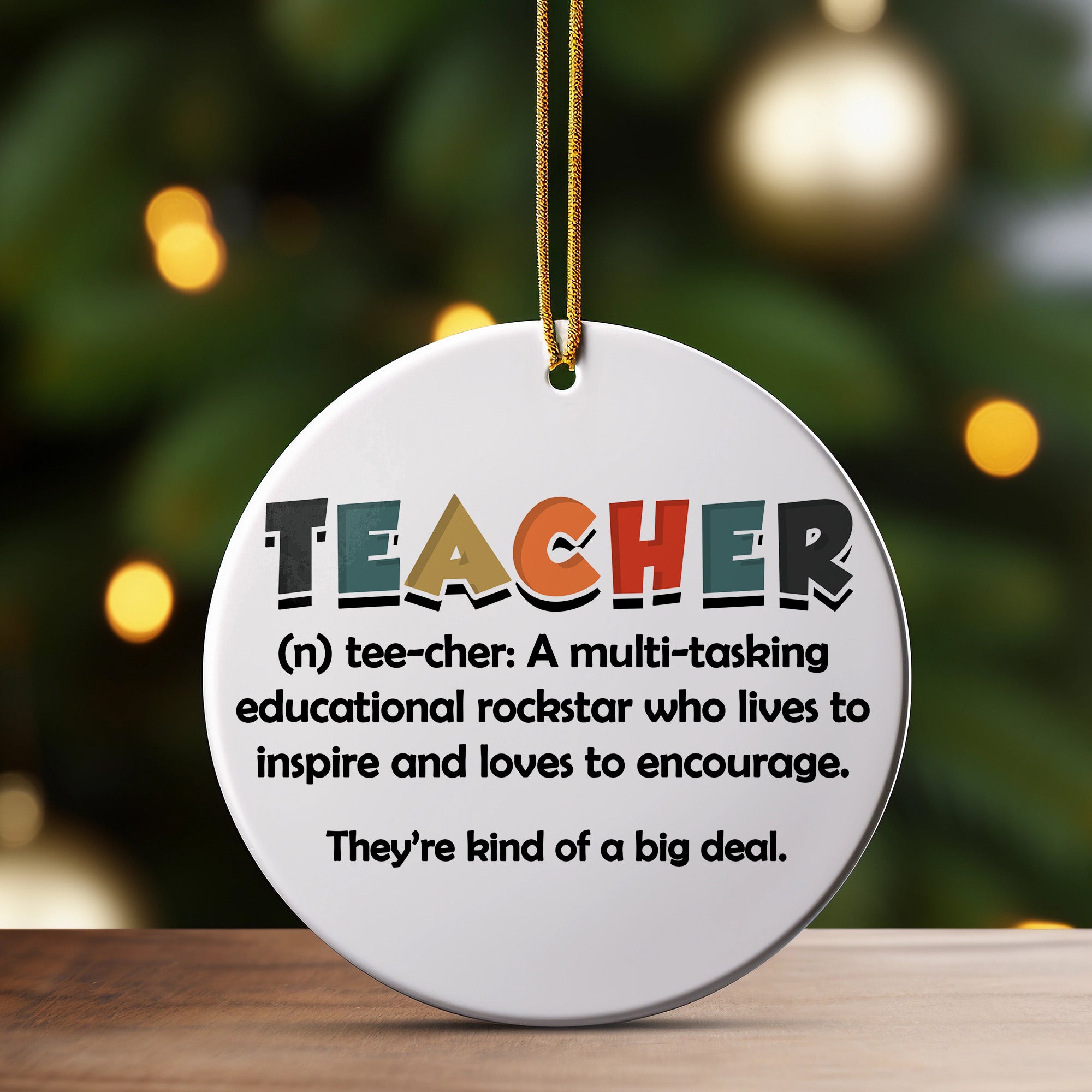 Personalized Teacher Appreciation Ceramic Ornament – Multi-Color Definition Design for Inspiring Educators - Image 3