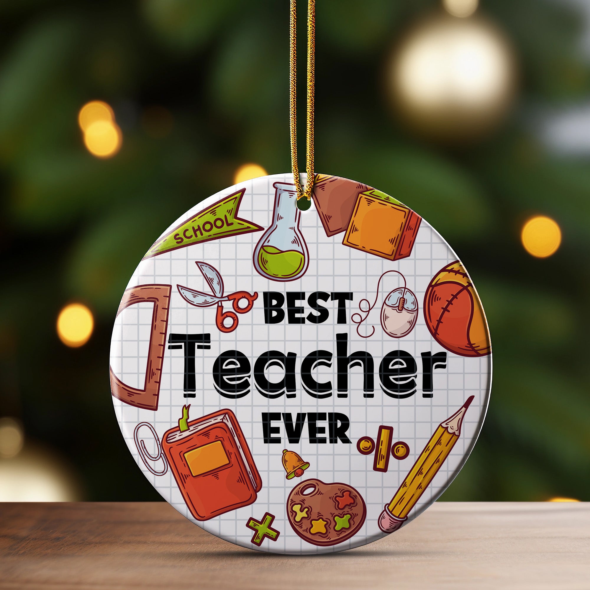 Personalized "Best Teacher Ever" Ceramic Ornament - Handcrafted Appreciation Gift for Educators, Ideal for Teacher's Day or Graduation - Image 3