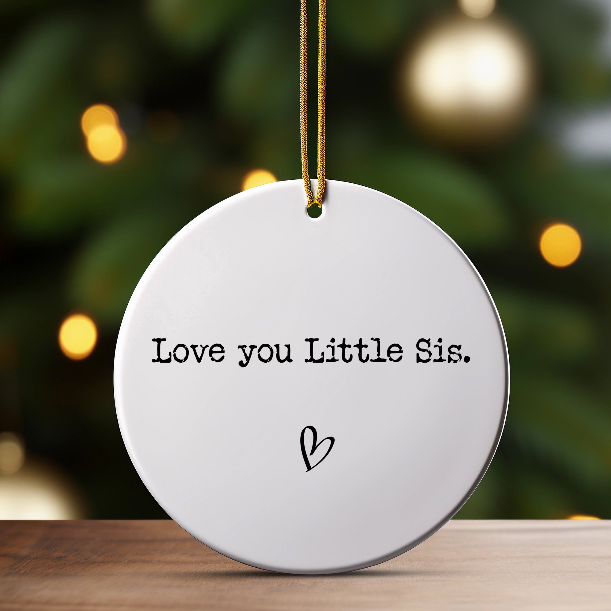 Personalized Handmade Ceramic Ornament for Little Sisters – Heartfelt Gift with Customizable Message and Elegant Design - Image 3
