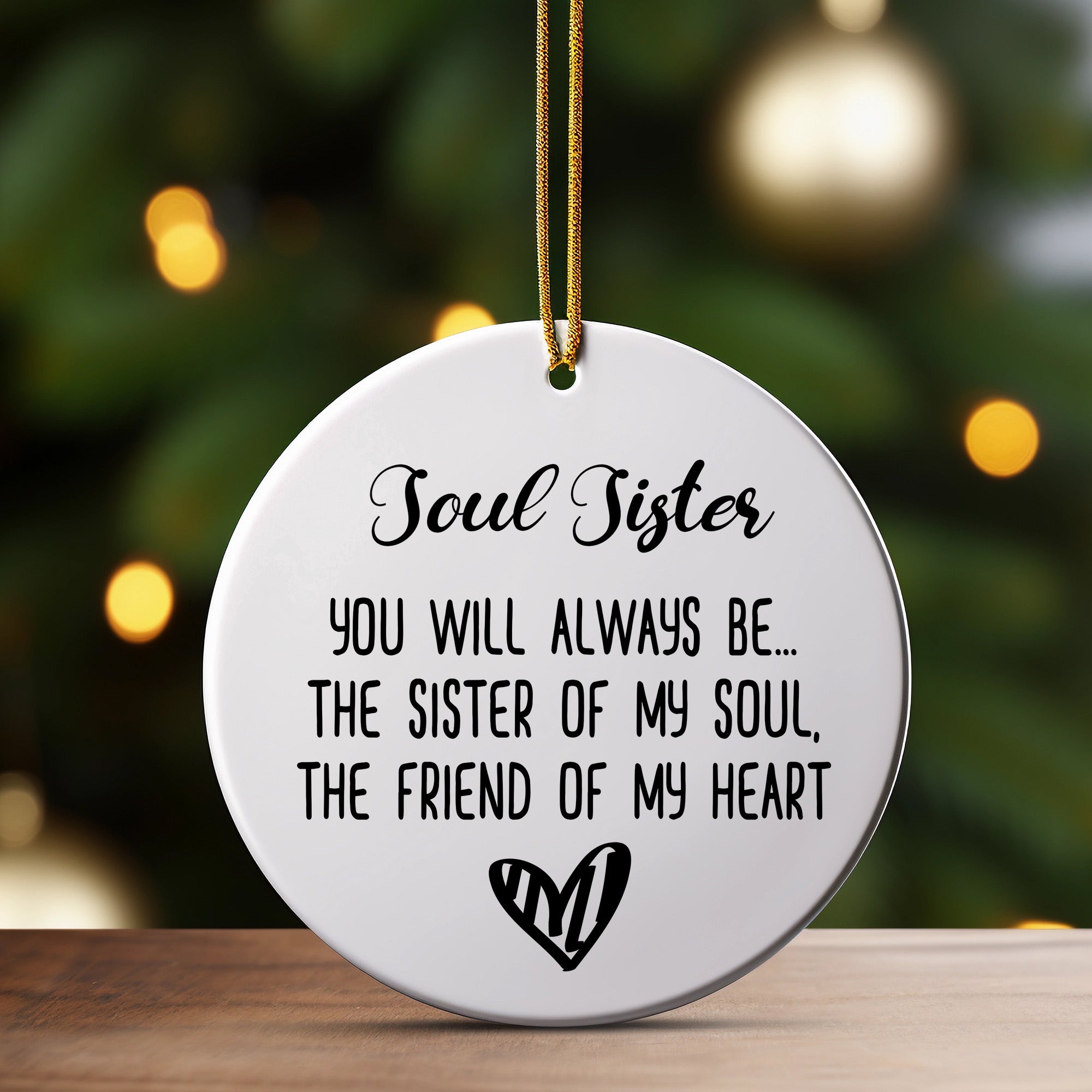 Personalized "Soul Sister" Ceramic Ornament - Heartfelt Friendship Gift for Special Occasions - Image 3
