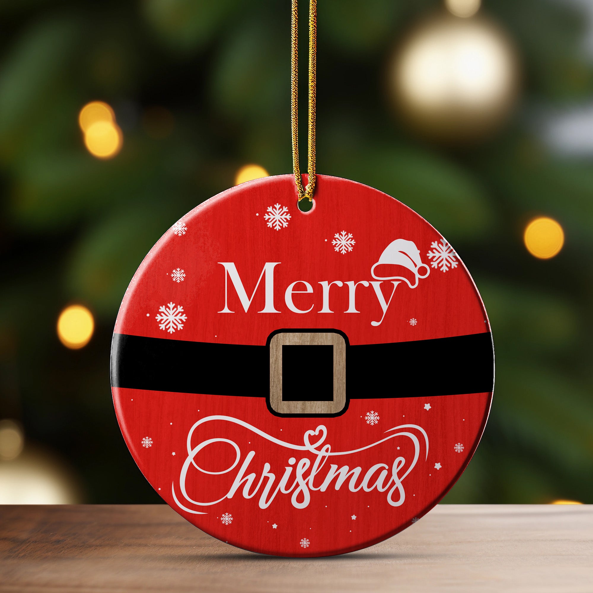 Personalized Santa Belt Ceramic Christmas Ornament – Handcrafted Holiday Décor Gift with Customizable Options for Family and Friends - Image 3