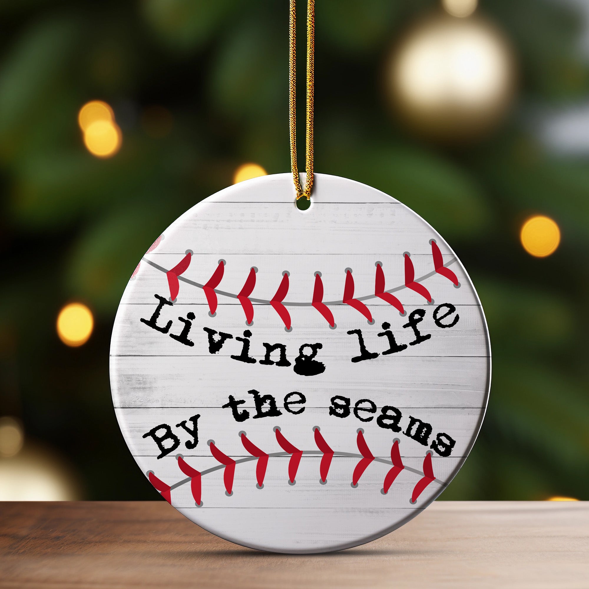 Personalized Baseball-Themed Ceramic Ornament - "Living Life By the Seams" - Custom Sports Gift for Fans & Players - Image 3
