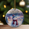 Personalized Welcome Snowman Ceramic Ornament - Cozy Winter Scene for Holiday Decorations and Gift-Giving - Image 3