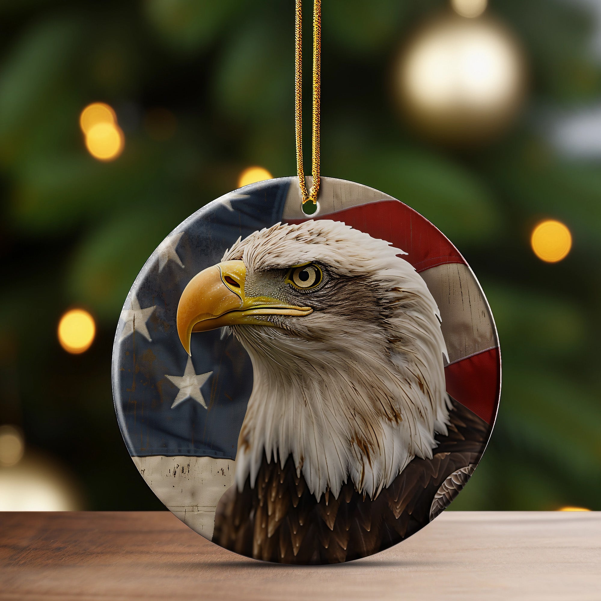 Personalized Bald Eagle Ceramic Ornament – Handcrafted Patriotic Decor with Customizable Touch for Unique Gift-Giving Moments - Image 3