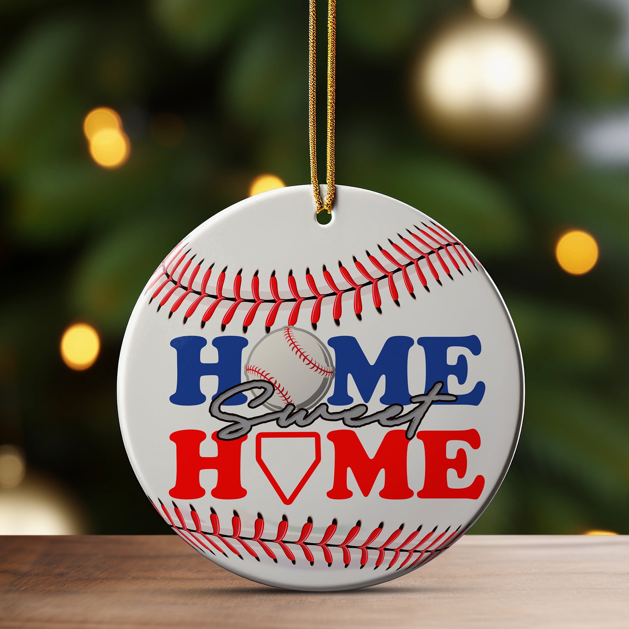 Personalized "Home Sweet Home" Baseball Ceramic Ornament – Perfect for Sports Enthusiasts and Gift Giving - Image 3
