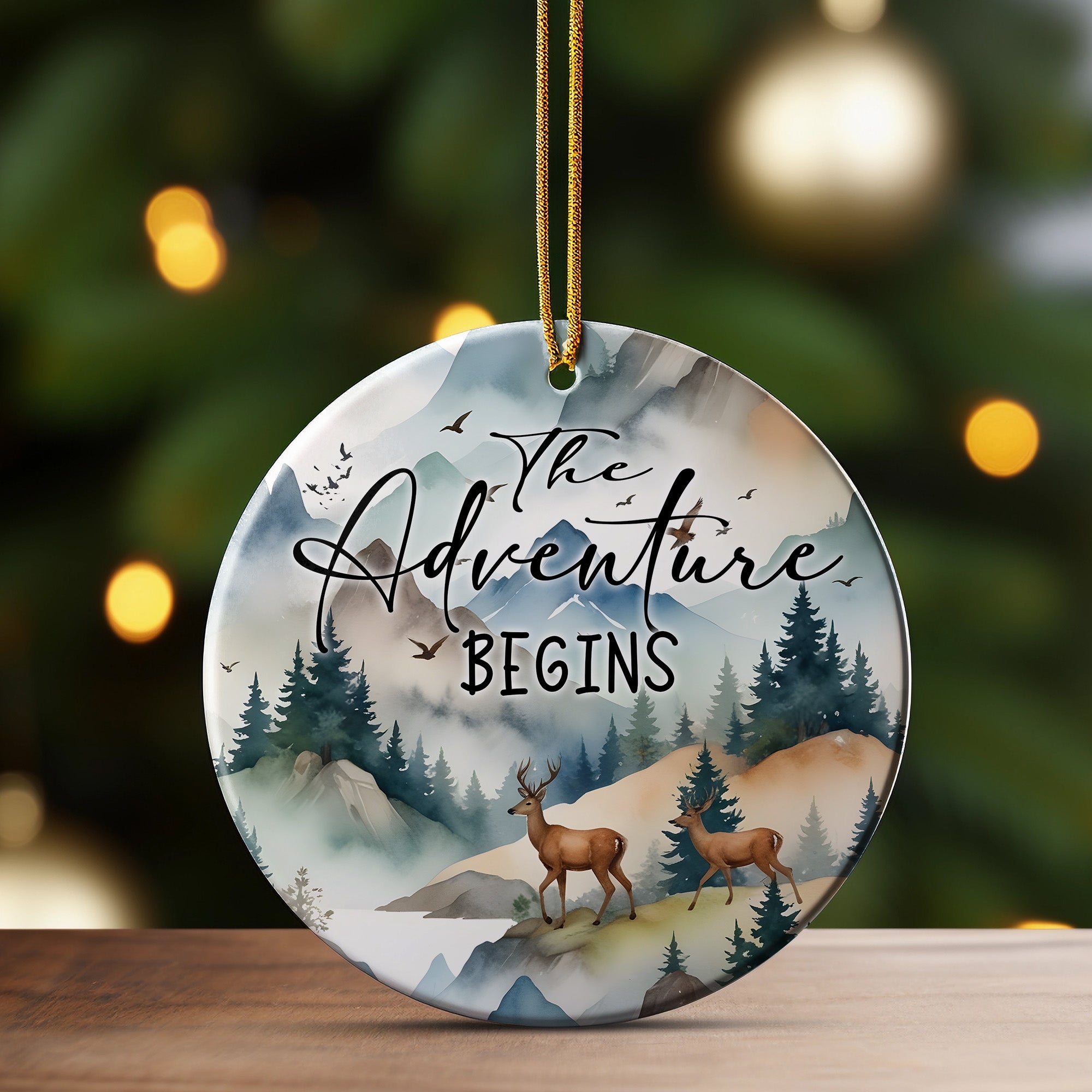 Personalized Ceramic Ornament - "The Adventure Begins" - Handcrafted Keepsake Gift for Nature Lovers - Image 3