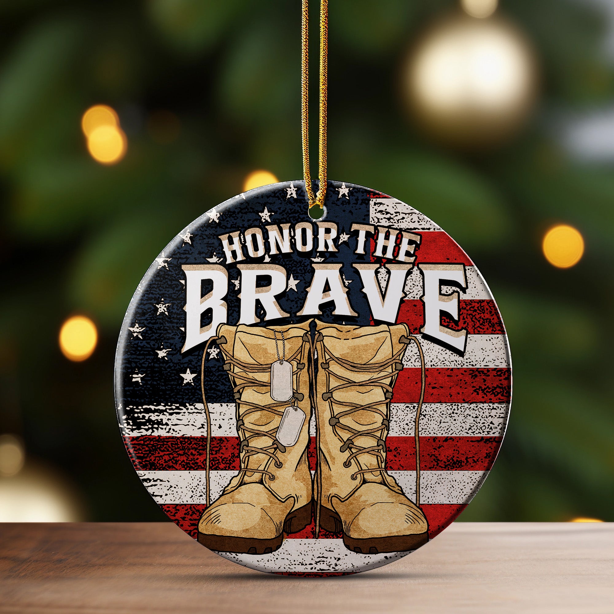 Personalized "Honor the Brave" Ceramic Ornament - Handmade Military Tribute, Perfect for Veterans & Memorial Gifts - Image 3