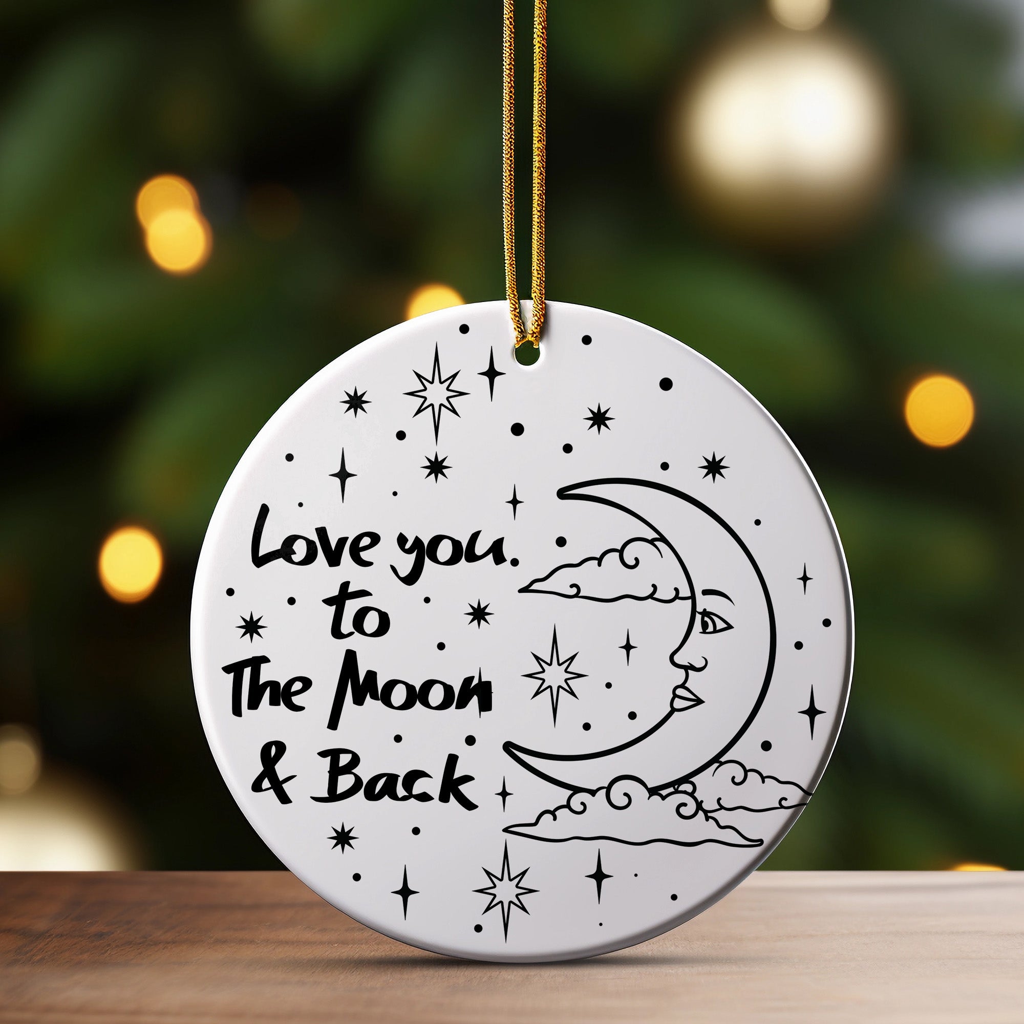 Personalized "Love You to the Moon & Back" Ceramic Ornament - Handcrafted Gift for Any Occasion - Image 3