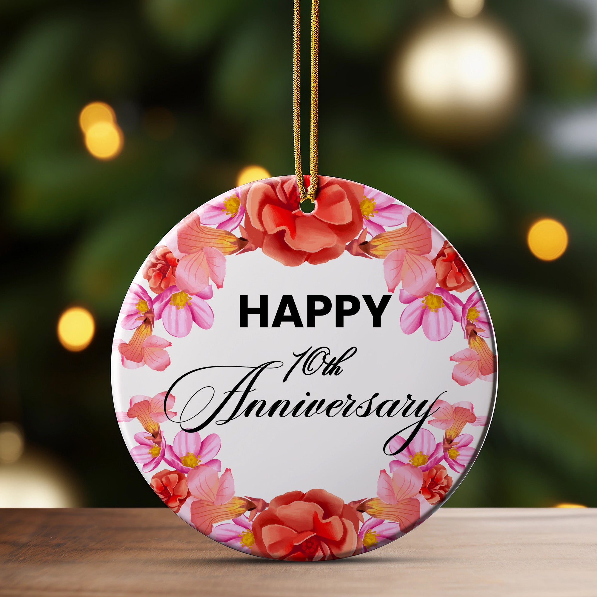 Celebrate Milestones with Our Personalized 10th Anniversary Ceramic Ornament - Perfect Handmade Gift for Loved Ones - Image 3